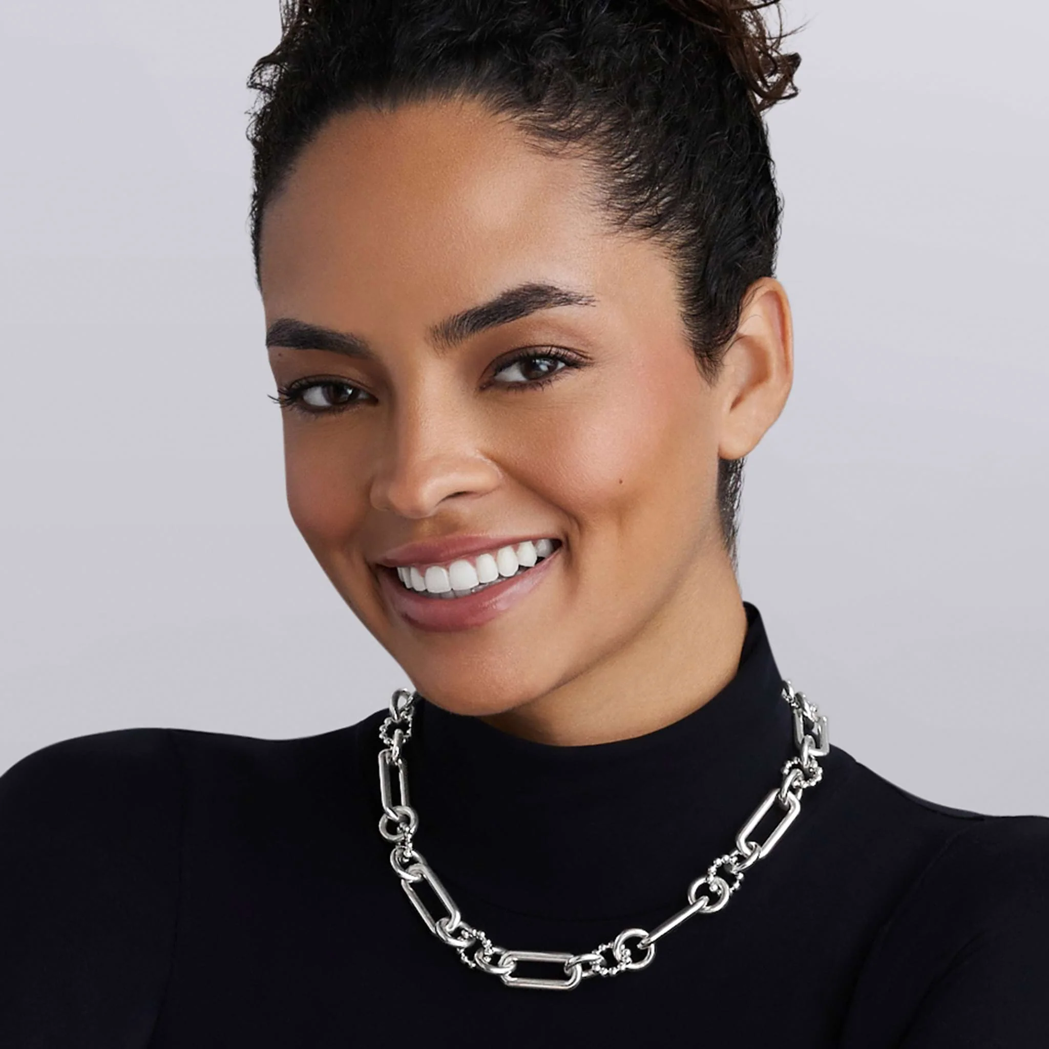 Signature Caviar Large Sterling Silver Caviar Link Necklace - Image 2