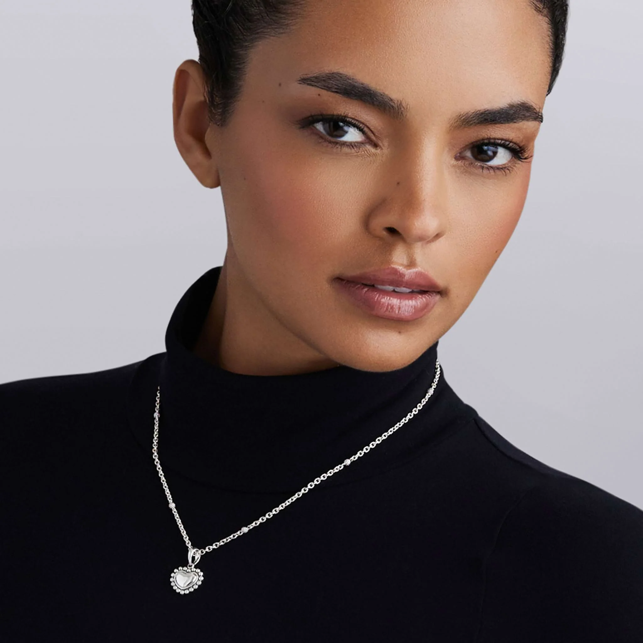 Signature Caviar Sterling Silver Heart Pendant Necklace - Image 2