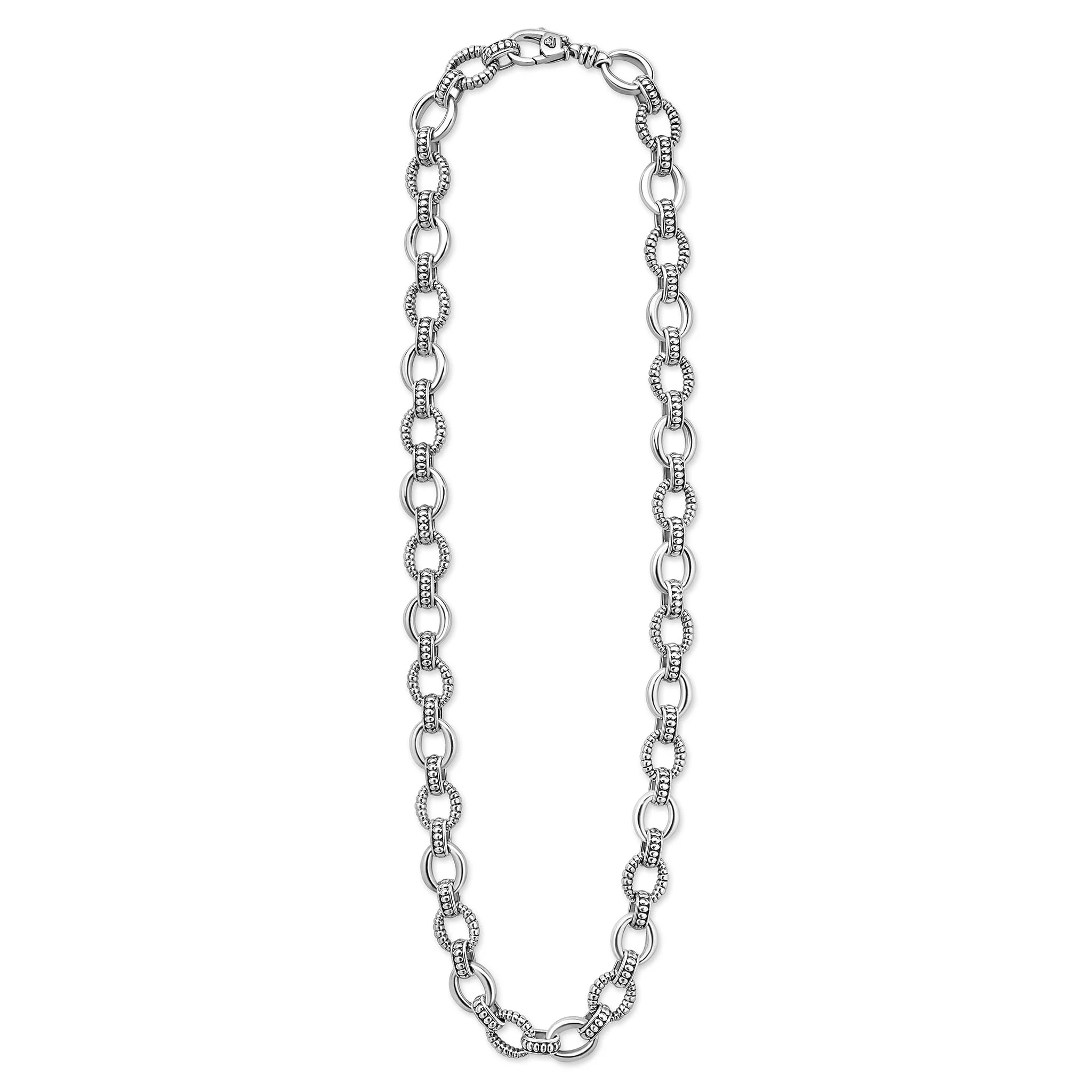 Signature Caviar Sterling Silver Fluted Oval Link Necklace - Image 5