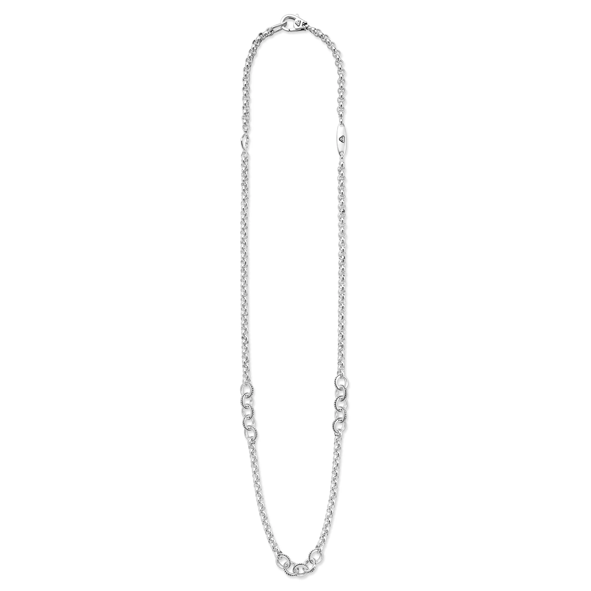 Signature Caviar Silver Ring Link Station Necklace - Image 4