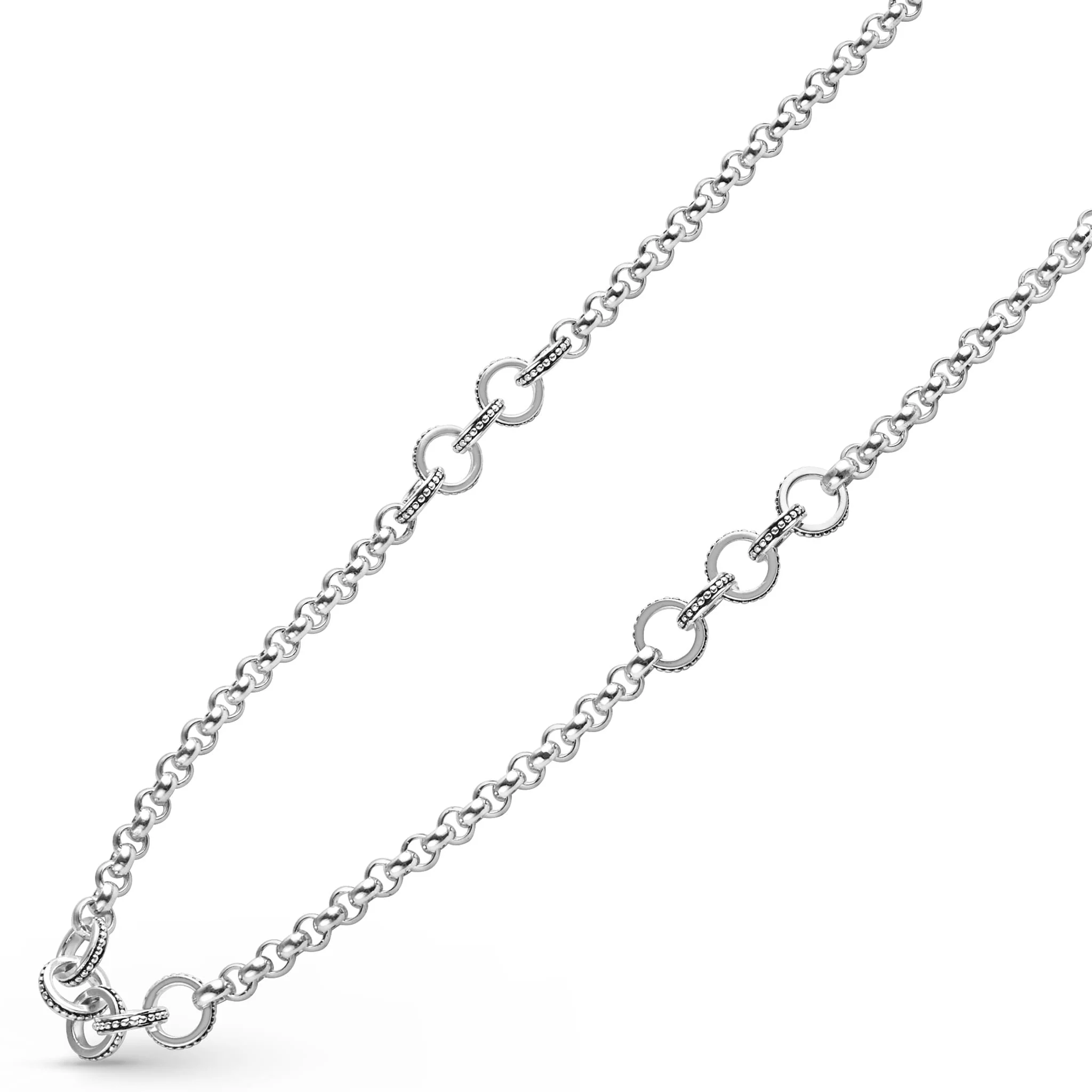 Signature Caviar Silver Ring Link Station Necklace - Image 5