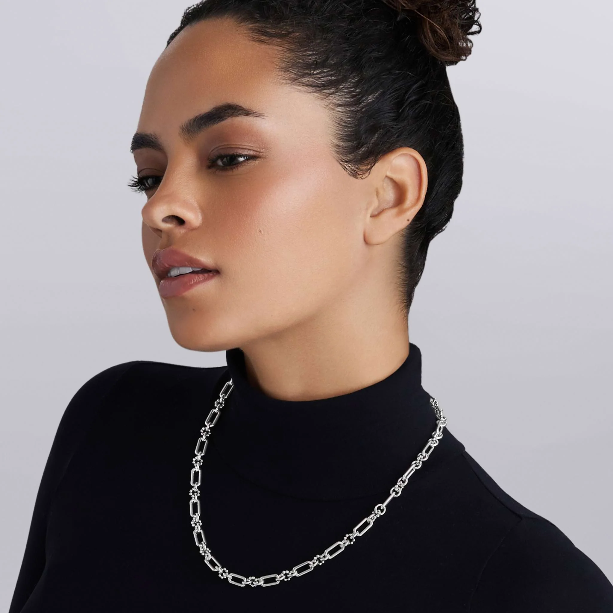 Signature Caviar Petite Sterling Silver Caviar Link Necklace - Image 3