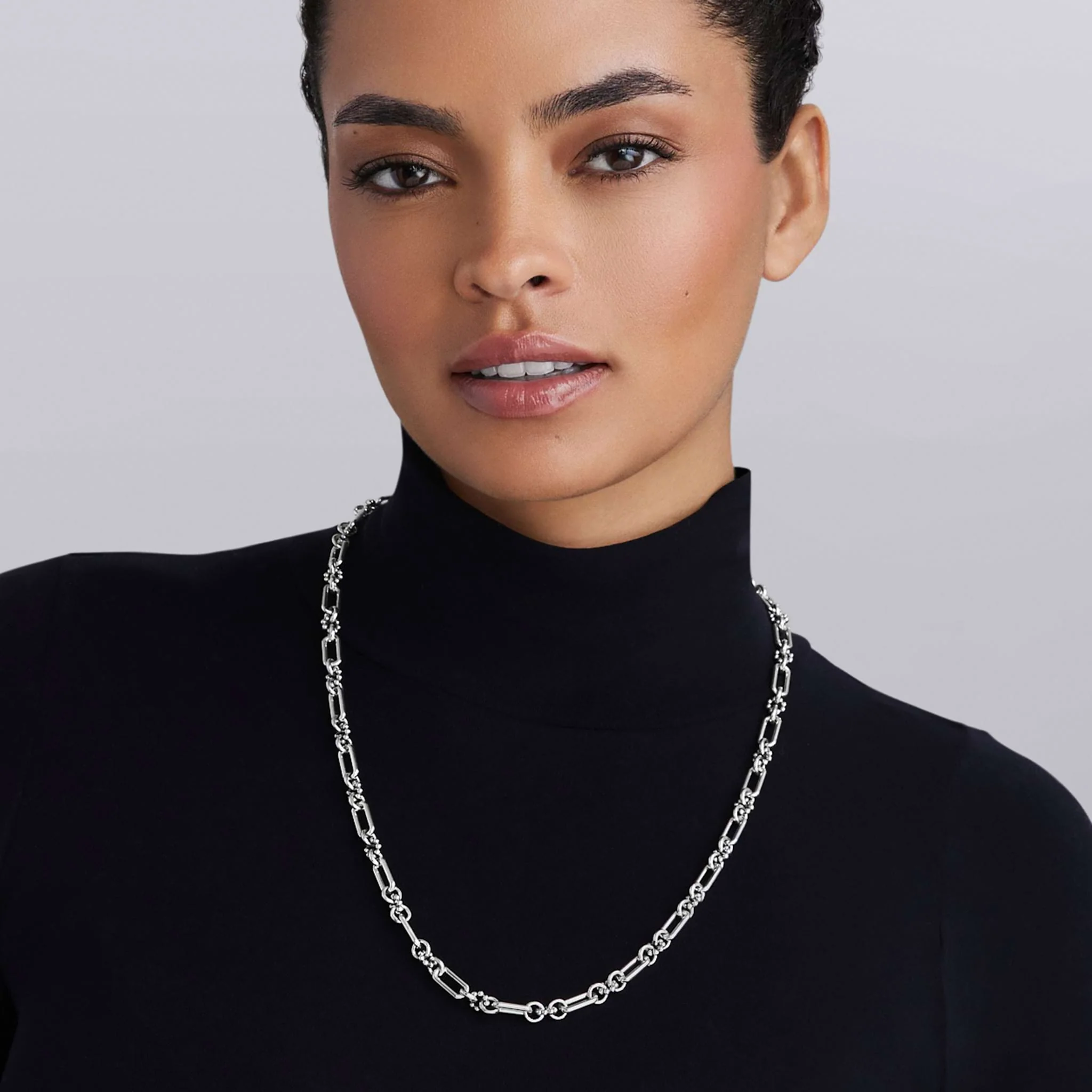Signature Caviar Petite Sterling Silver Caviar Link Necklace - Image 4