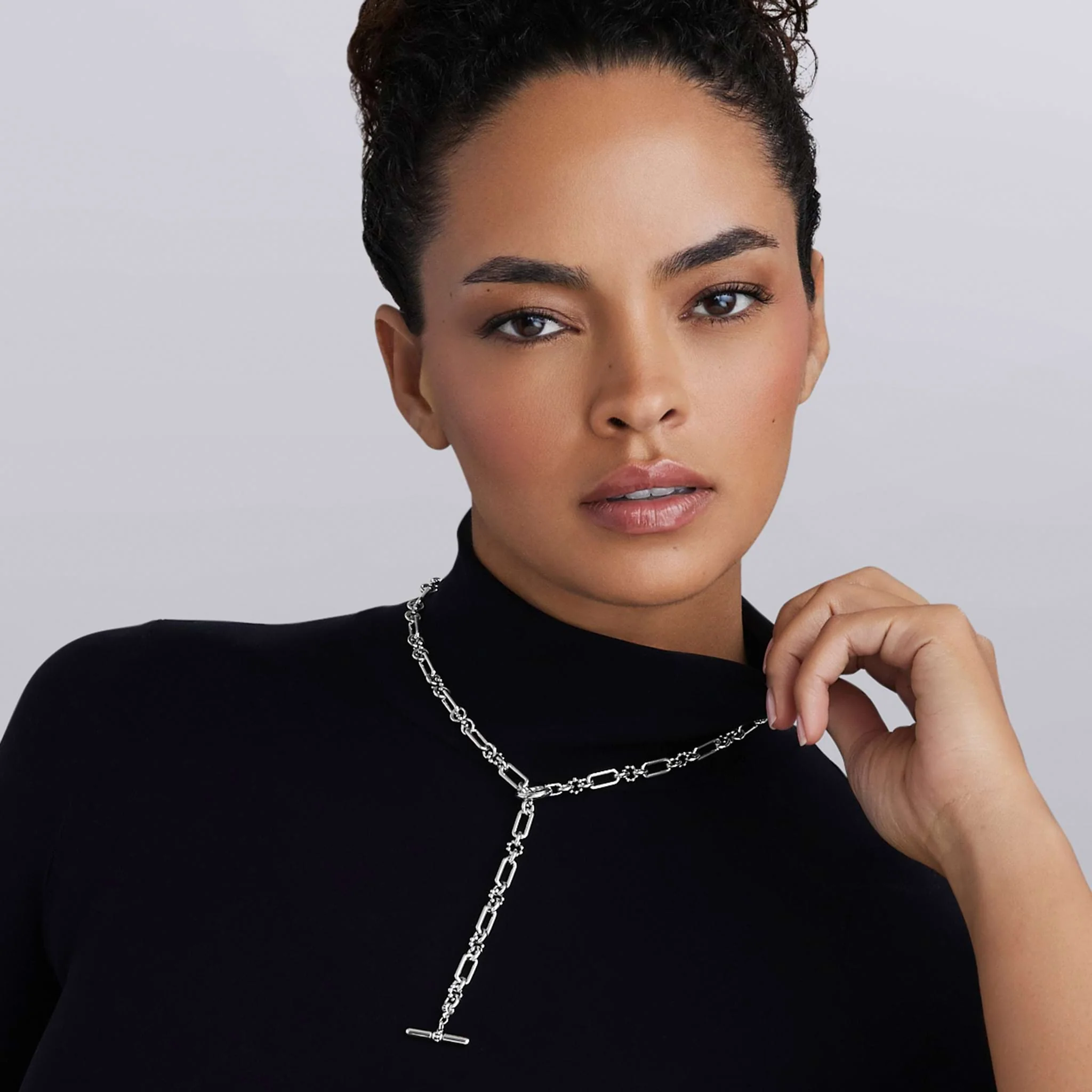 Signature Caviar Petite Sterling Silver Caviar Link Necklace - Image 8