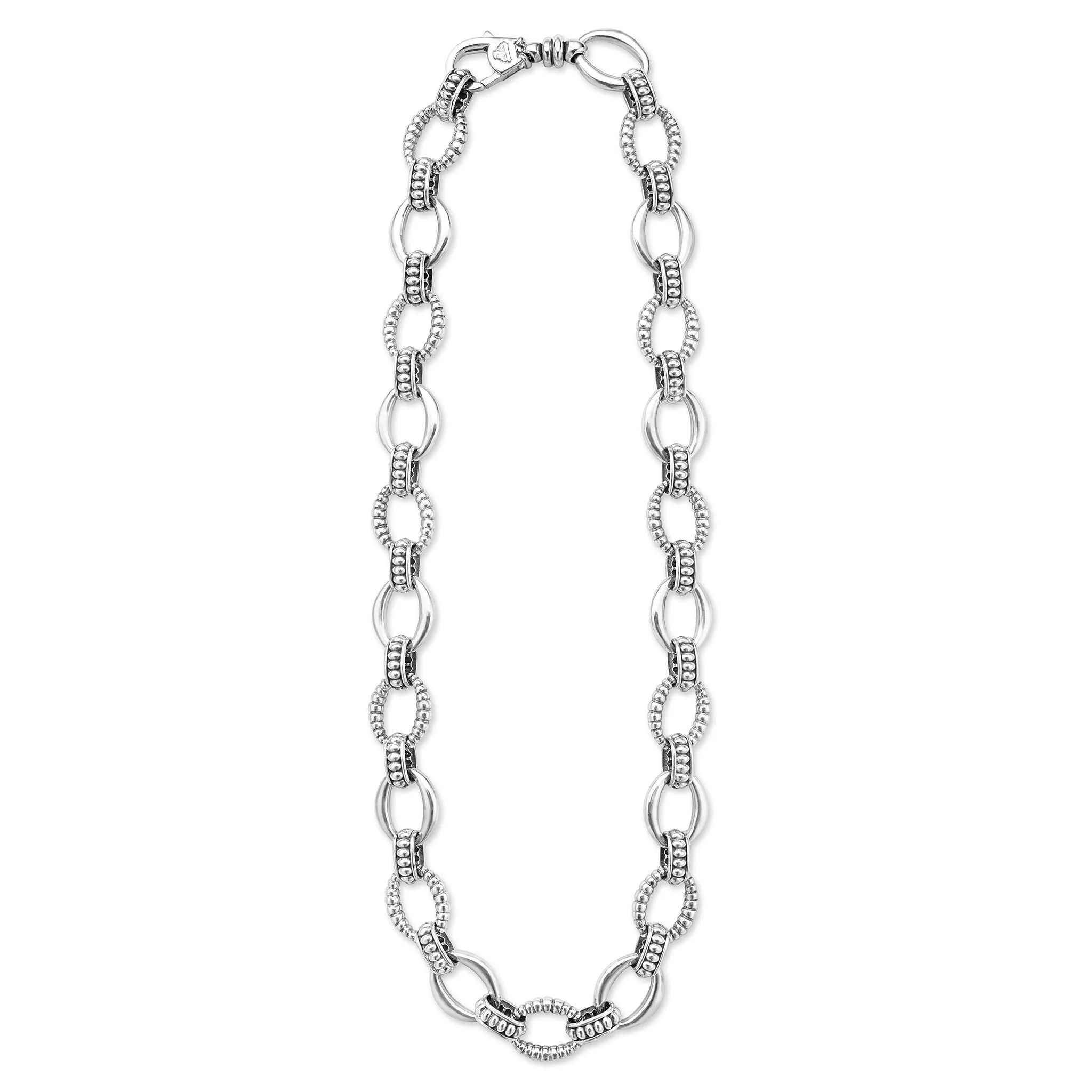 Signature Caviar Sterling Silver Oval Fluted Link Necklace | 15mm - Image 5