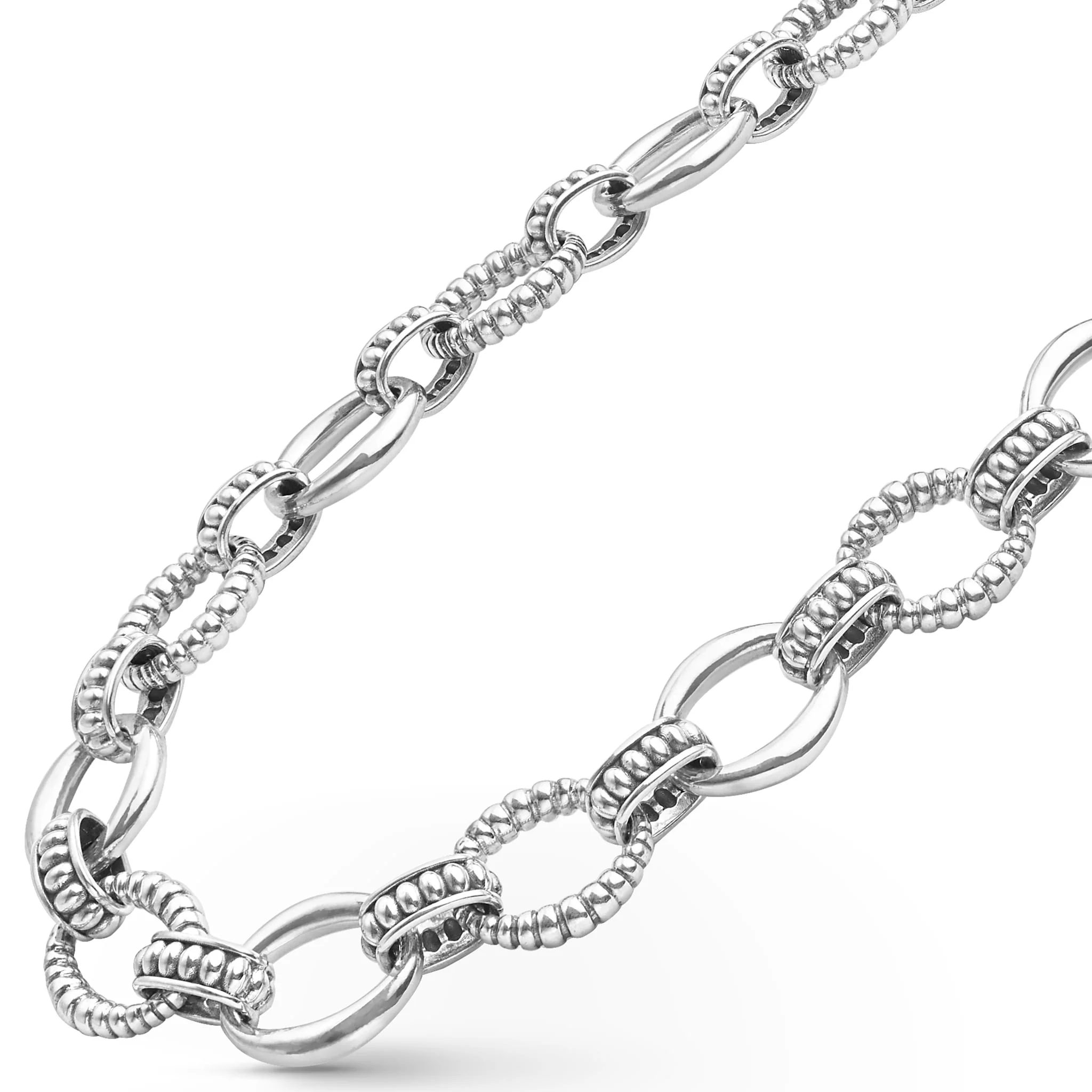 Signature Caviar Sterling Silver Oval Fluted Link Necklace | 15mm - Image 6