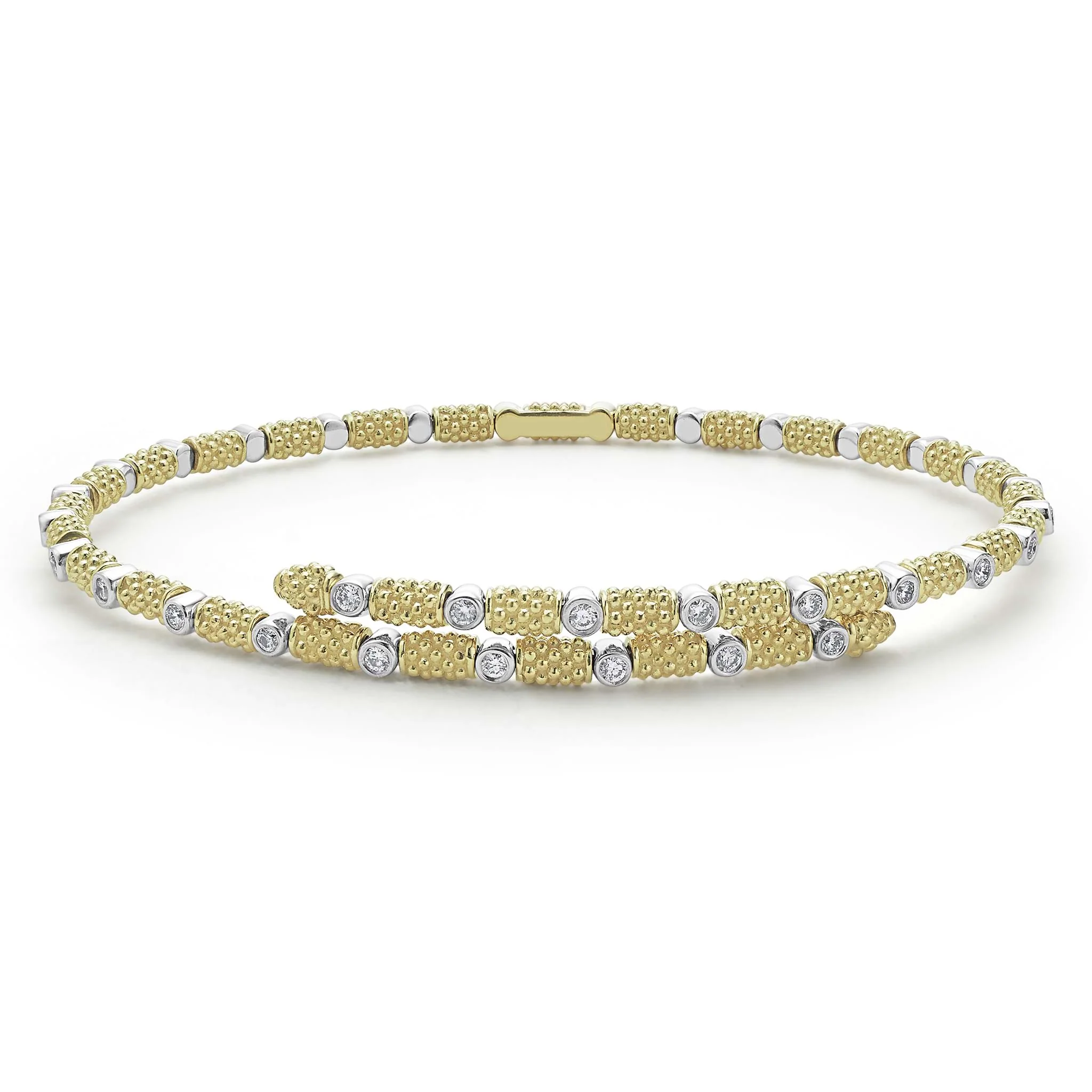 Signature Caviar 18K Gold and Diamond Superfine Cuff Bracelet (studio)