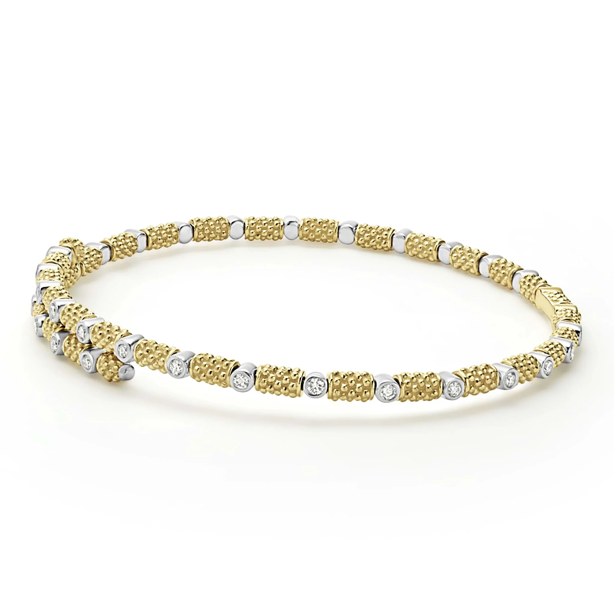 Signature Caviar 18K Gold and Diamond Superfine Cuff Bracelet (studio) - Image 3