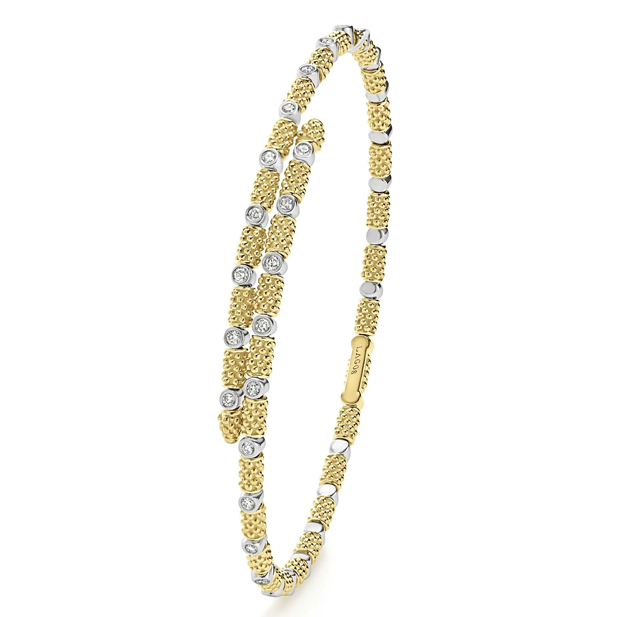 Signature Caviar 18K Gold and Diamond Superfine Cuff Bracelet (studio) - Image 5