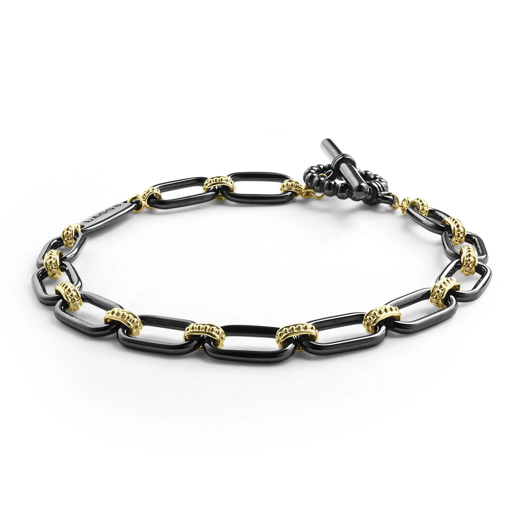 Signature Caviar 18K Gold and Black Ceramic Link Bracelet | 6mm - Image 3