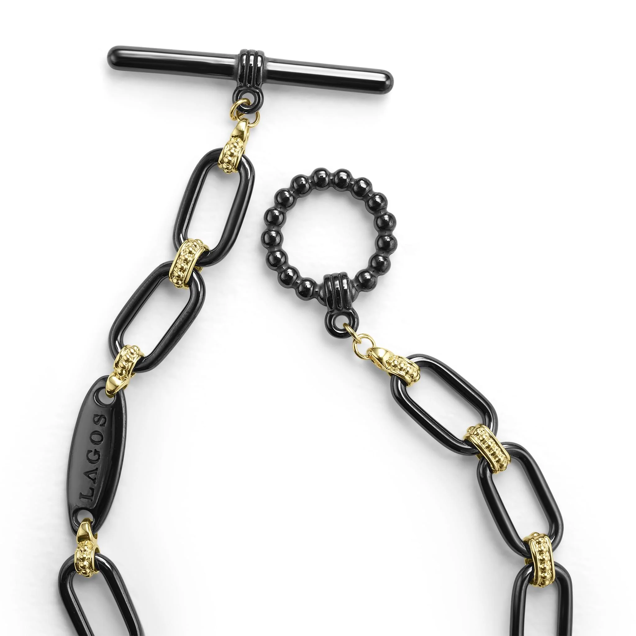 Signature Caviar 18K Gold and Black Ceramic Link Bracelet | 6mm - Image 4