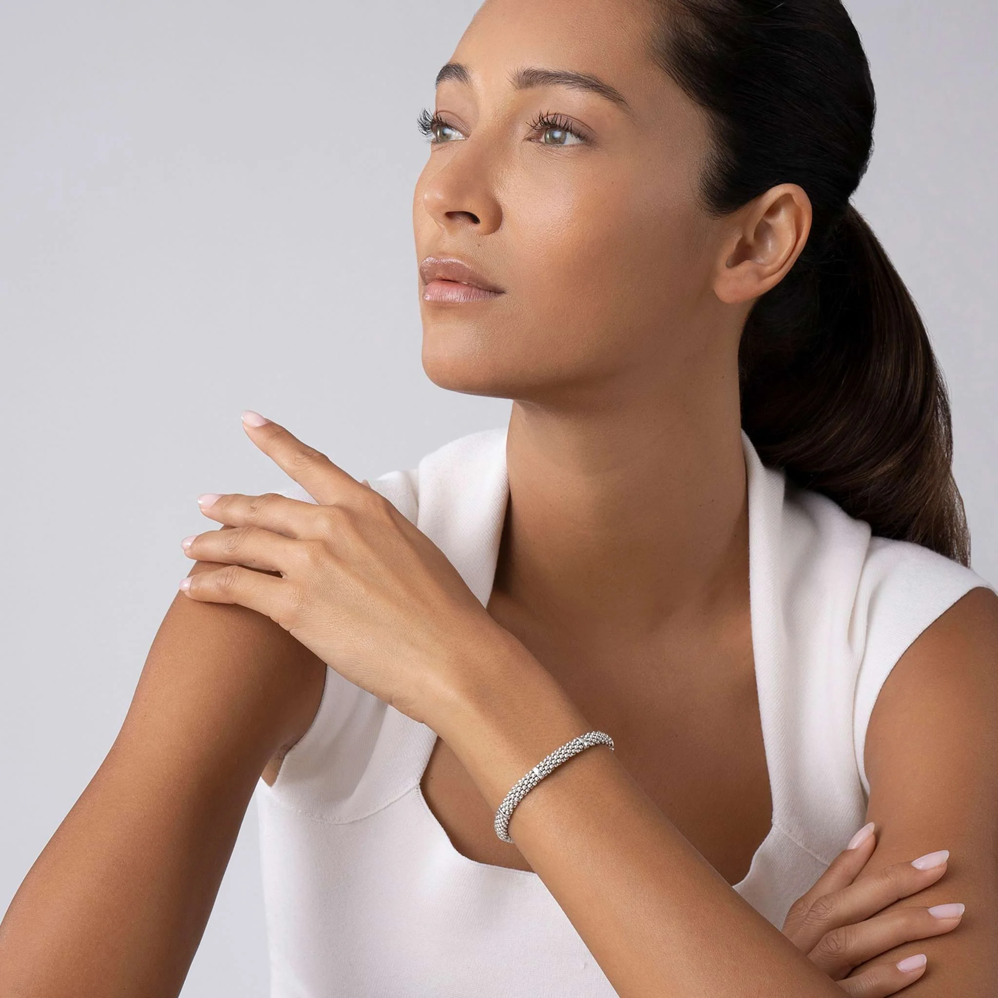 Signature Caviar Sterling Silver Station Caviar Bracelet | 6mm - Image 2