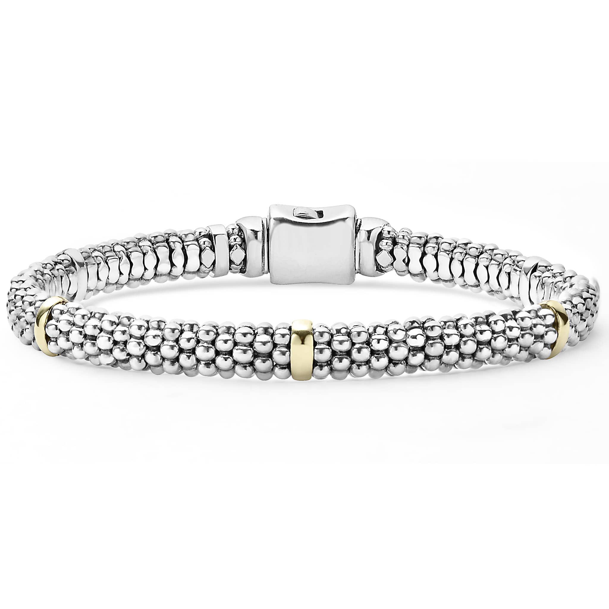 Signature Caviar Two-Tone Station Caviar Bracelet | 6mm