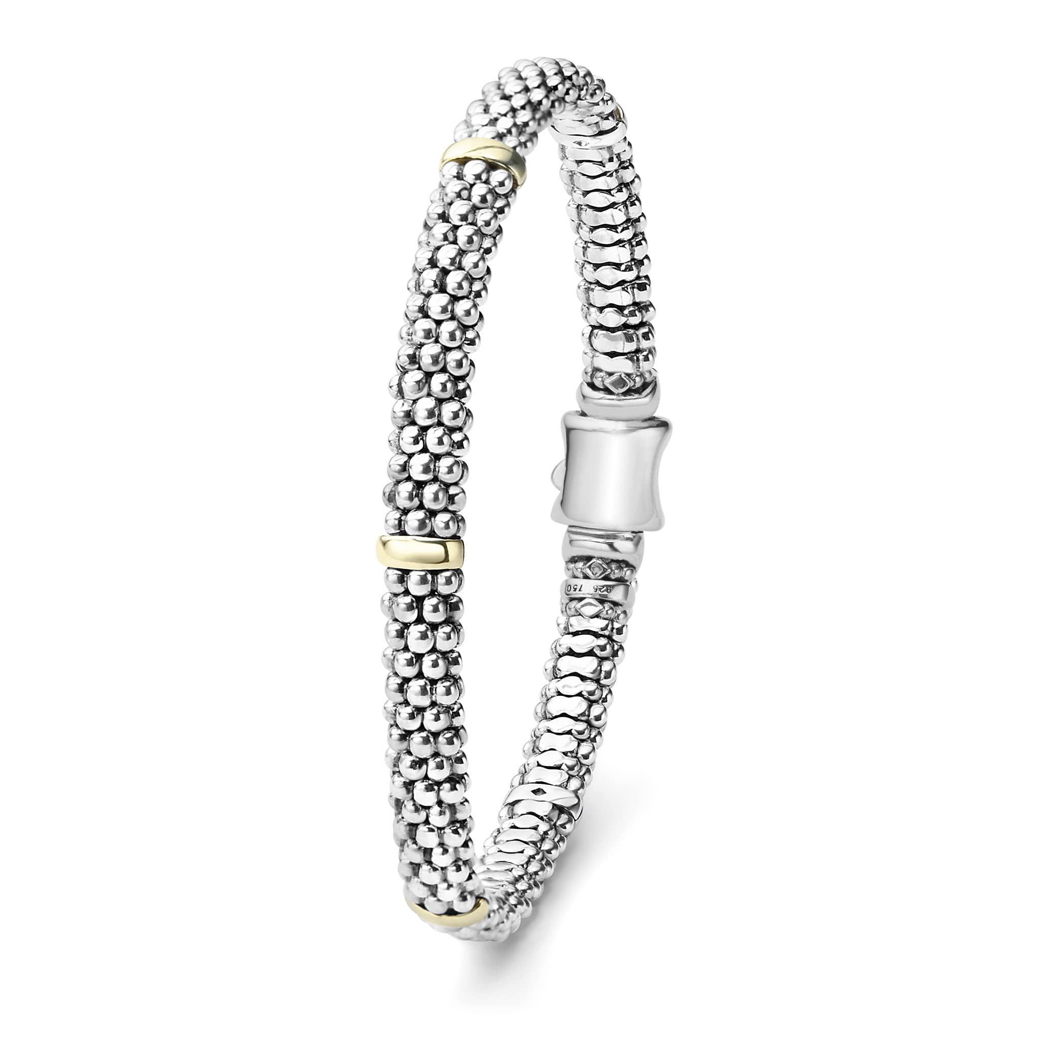 Signature Caviar Two-Tone Station Caviar Bracelet | 6mm - Image 3
