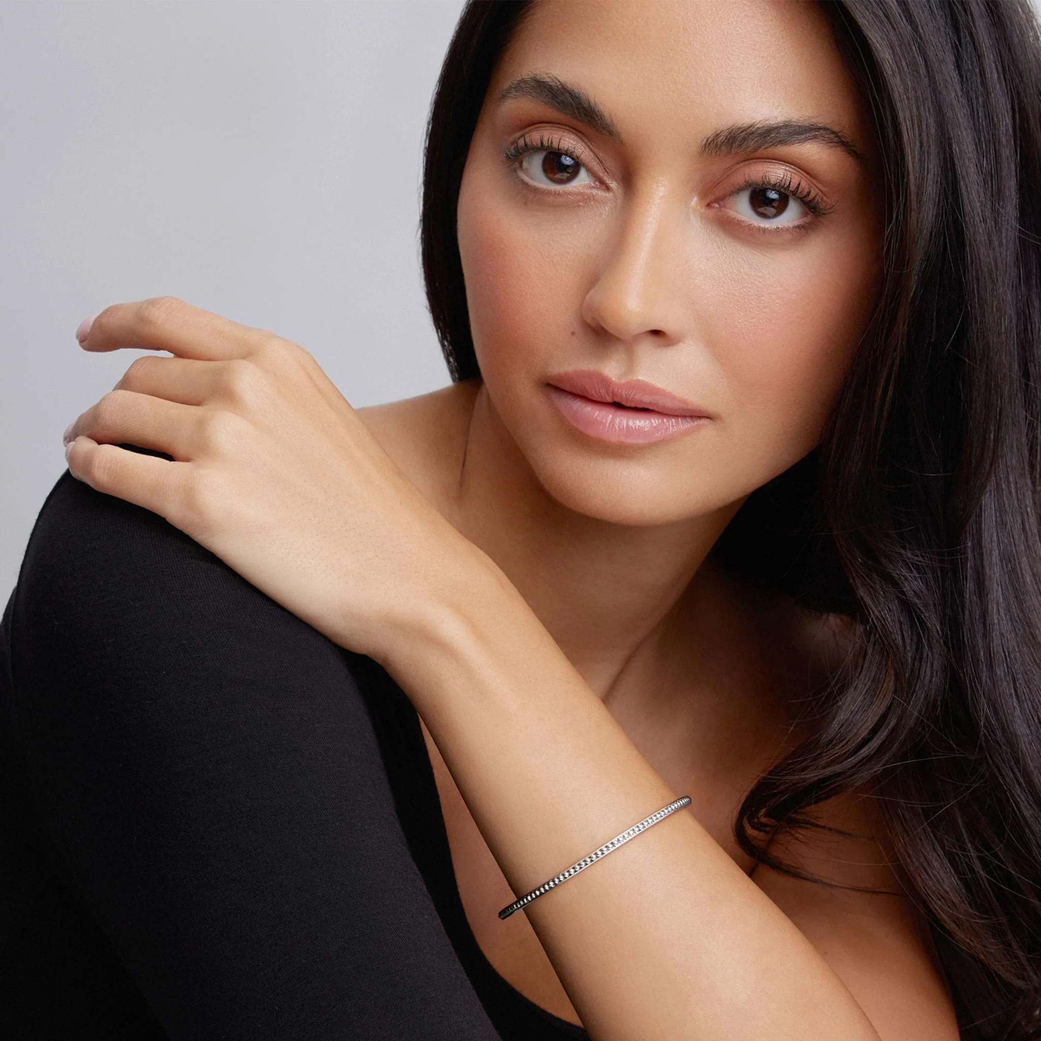 Signature Caviar Sterling Silver Beaded Bangle - Image 2