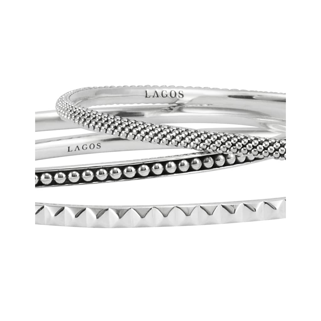 Signature Caviar Silver Bangle Set - Image 4