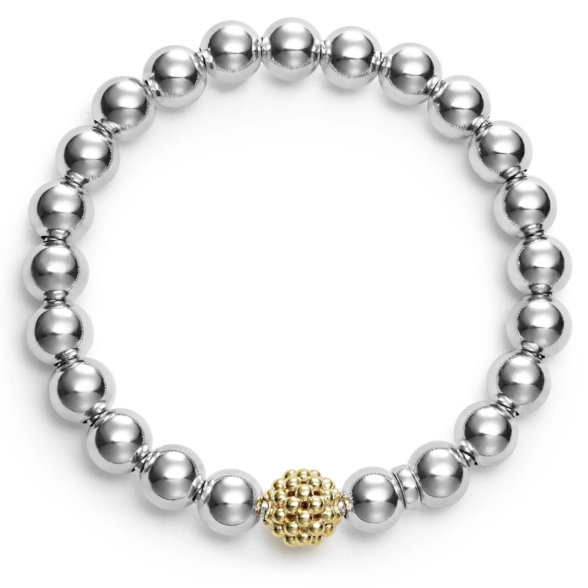 Signature Caviar Two-Tone Stretch Bead Bracelet - Image 3