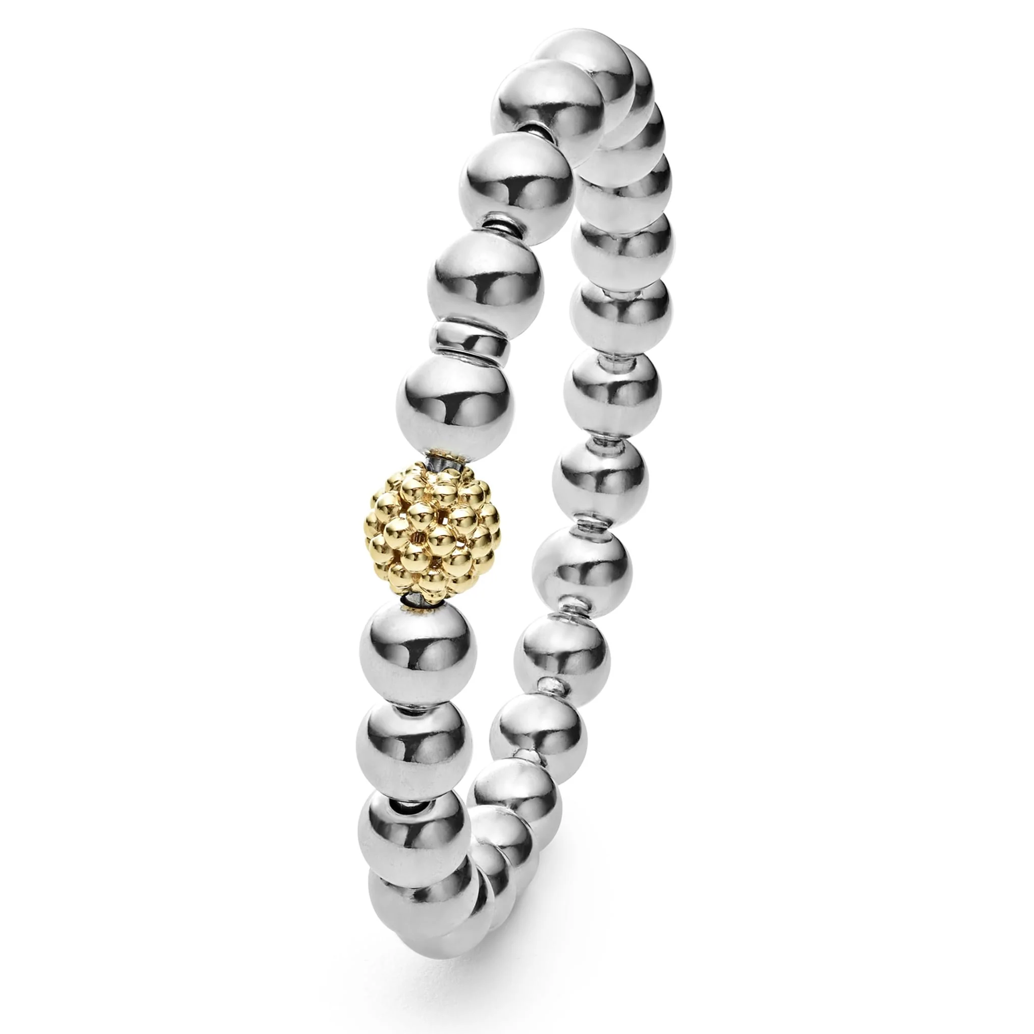 Signature Caviar Two-Tone Stretch Bead Bracelet - Image 4
