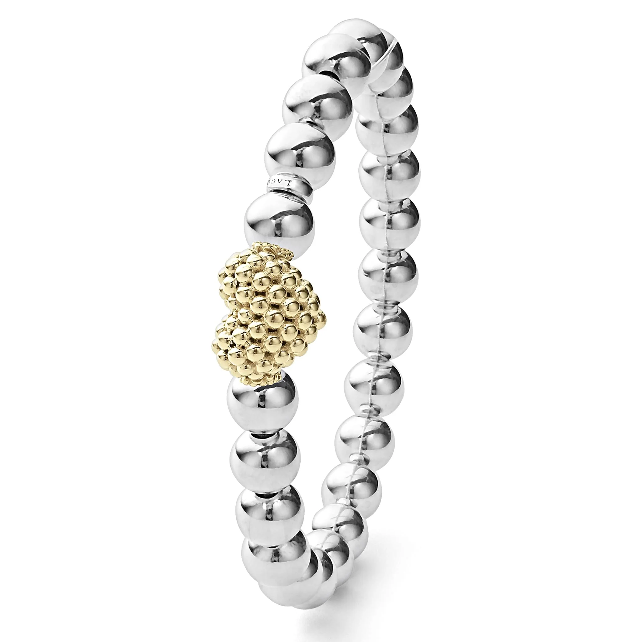 Signature Caviar Gold Heart Bead Stretch Bracelet - Image 3
