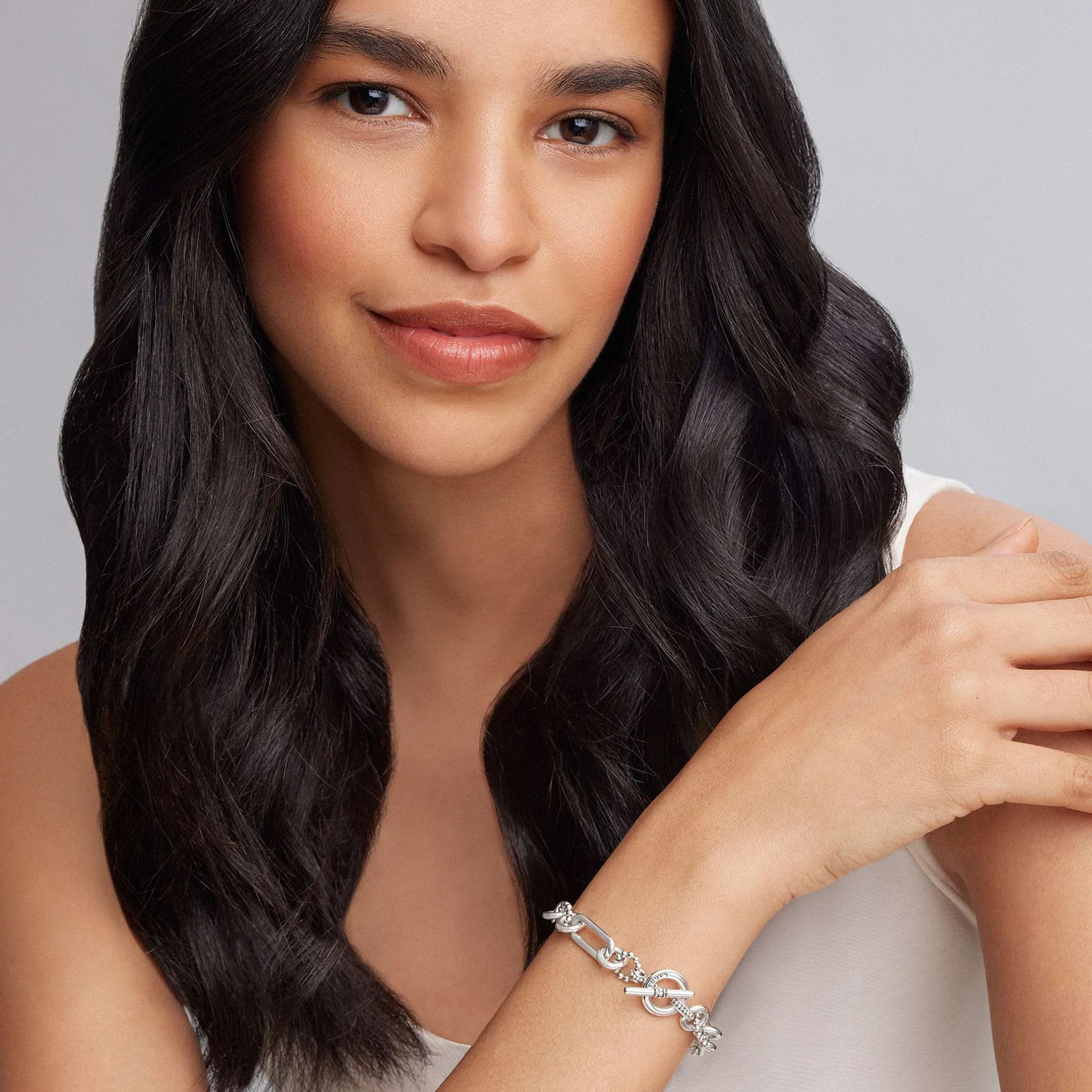 Signature Caviar Silver Elongated Link Bracelet - Image 2