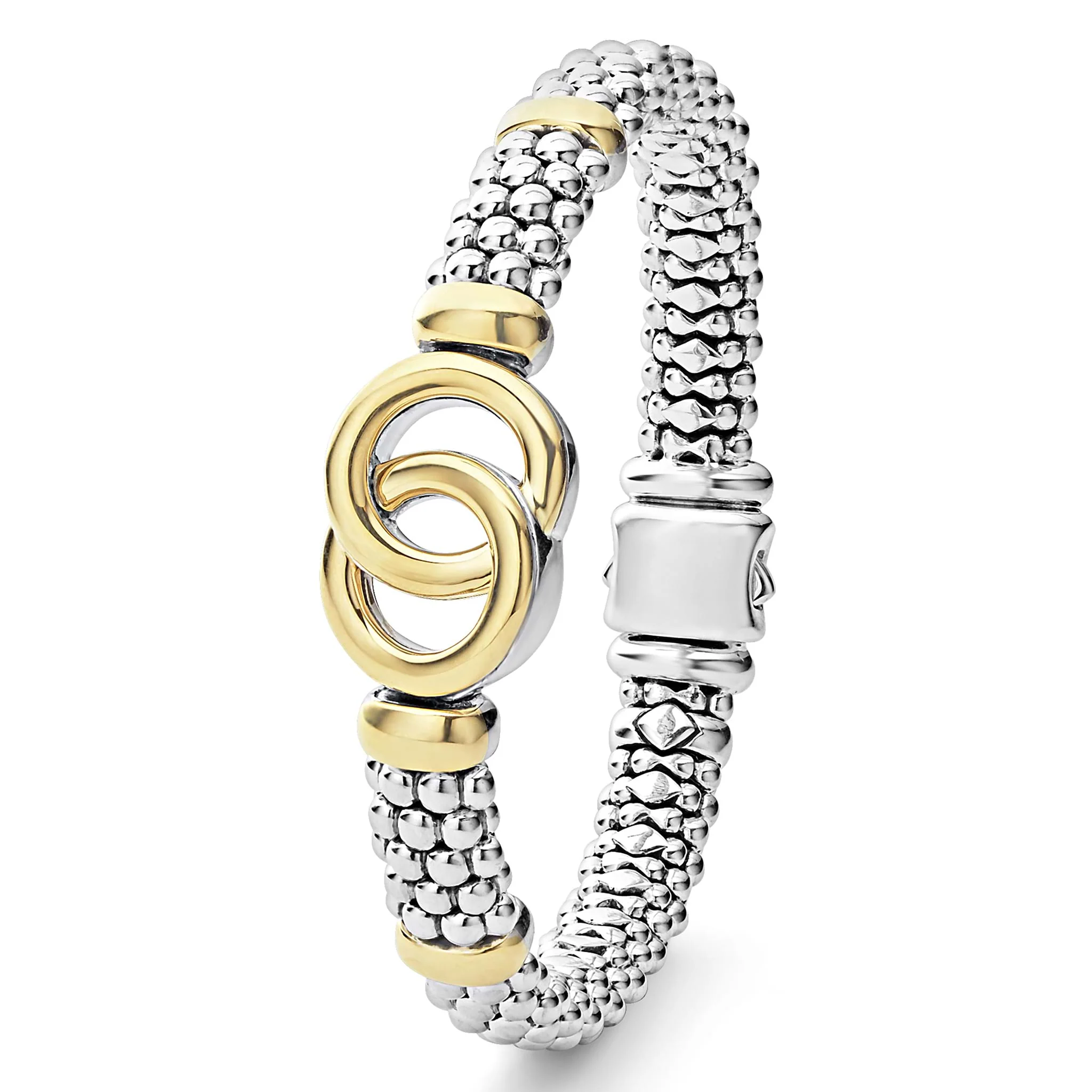 Signature Caviar Two-Tone Interlocking Caviar Bracelet | 9mm - Image 3