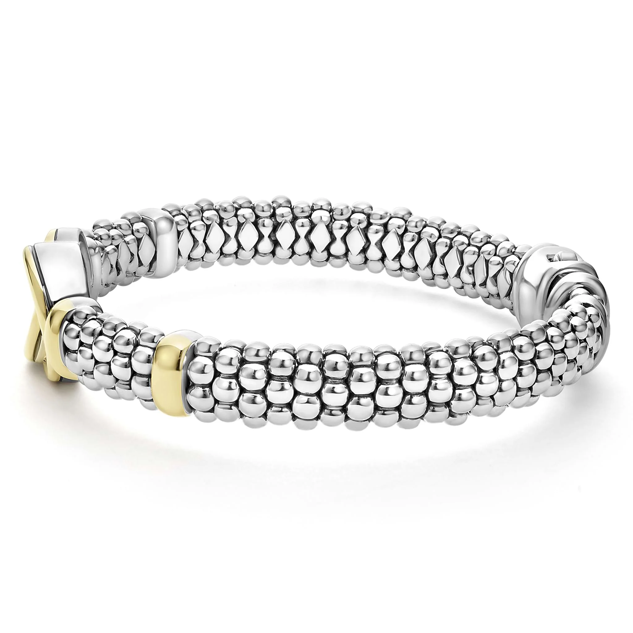 Signature Caviar Two-Tone Interlocking Caviar Bracelet | 9mm - Image 4