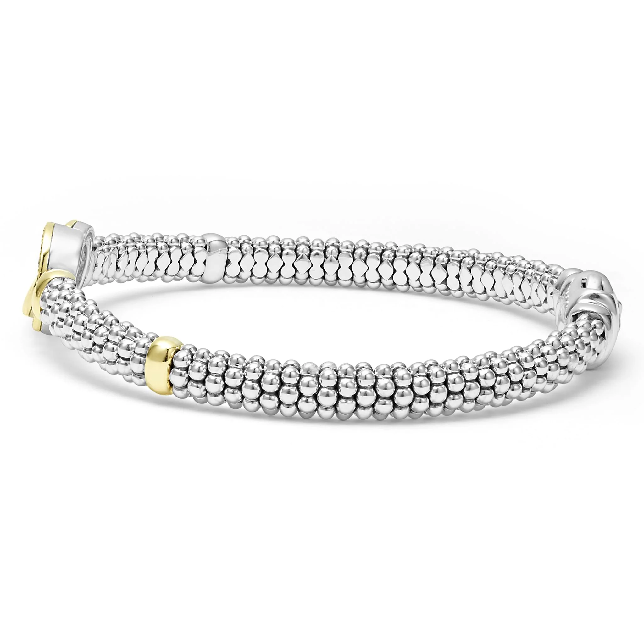 Signature Caviar Two-Tone Interlocking Diamond Caviar Bracelet | 6mm - Image 4