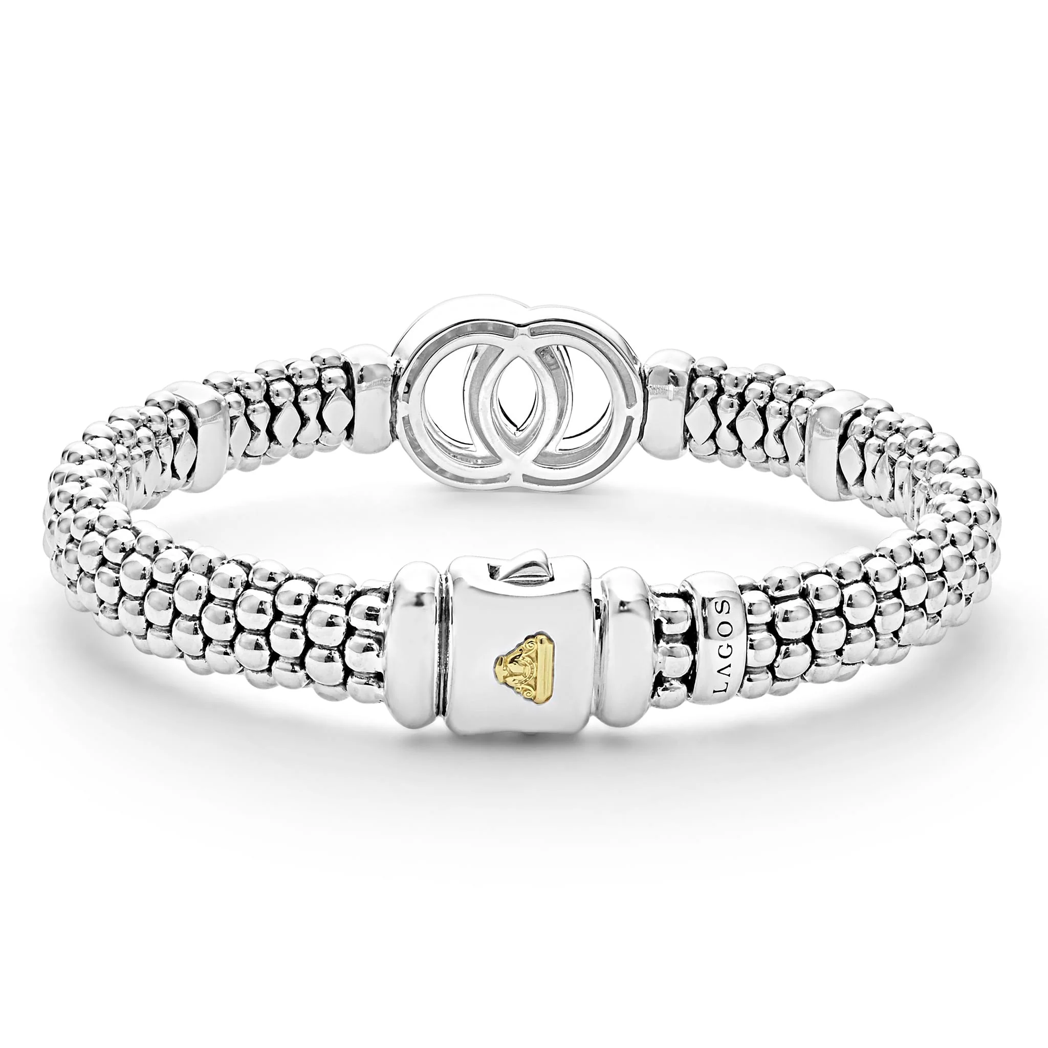 Signature Caviar Two-Tone Interlocking Diamond Caviar Bracelet | 9mm - Image 4