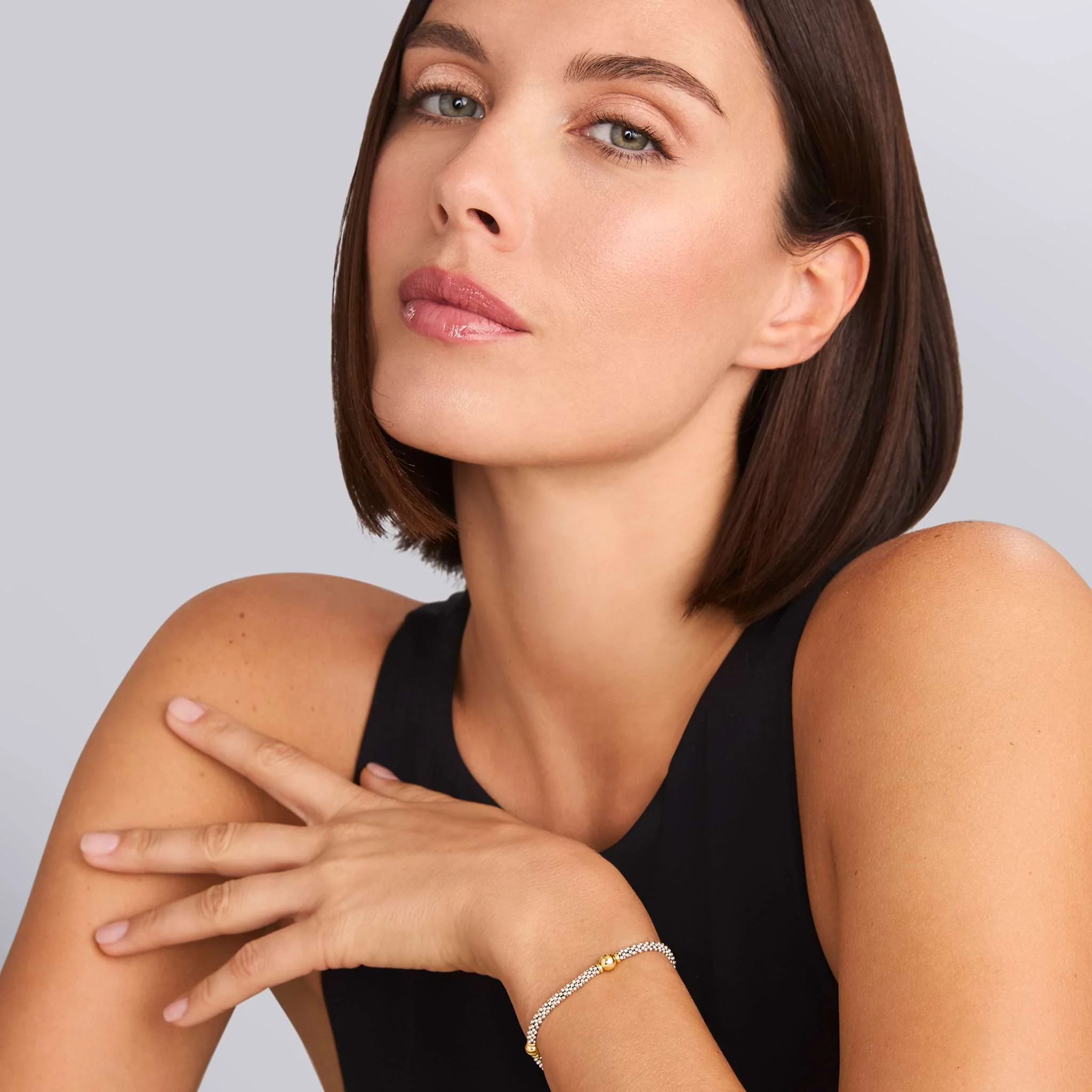 Signature Caviar Two-Tone Station Bracelet | 3mm - Image 2