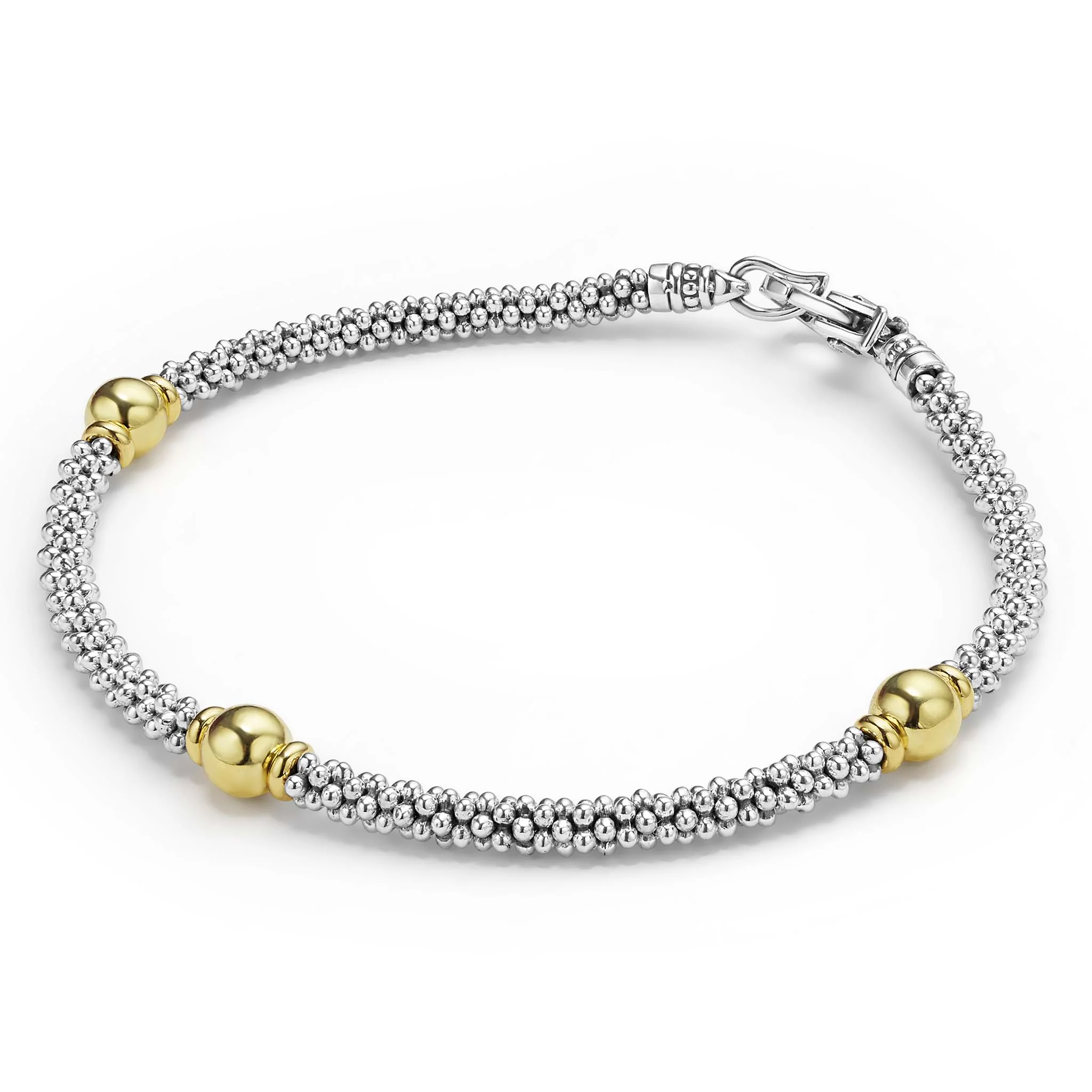 Signature Caviar Two-Tone Station Bracelet | 3mm - Image 3