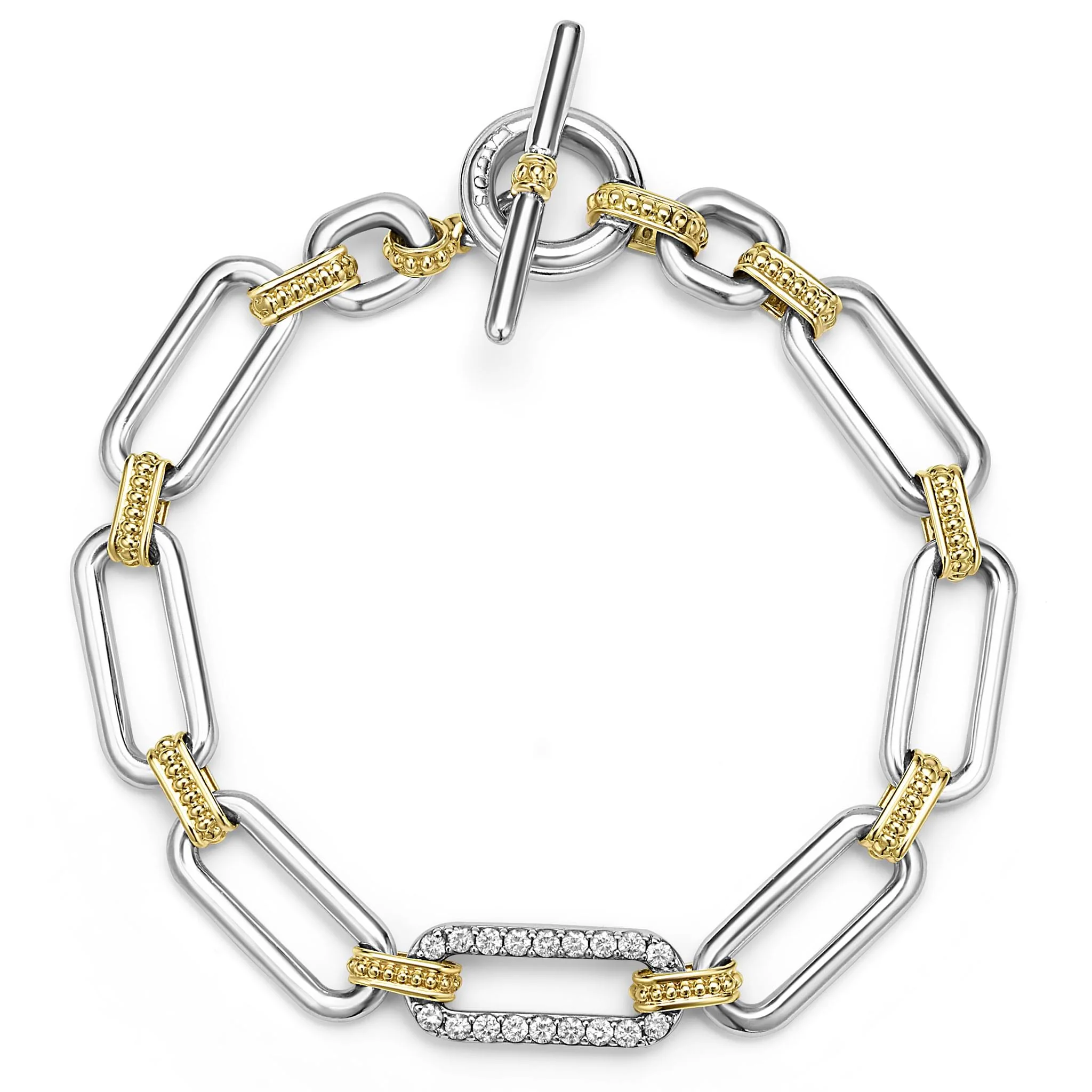 Signature Caviar Two-Tone Diamond Link Bracelet
