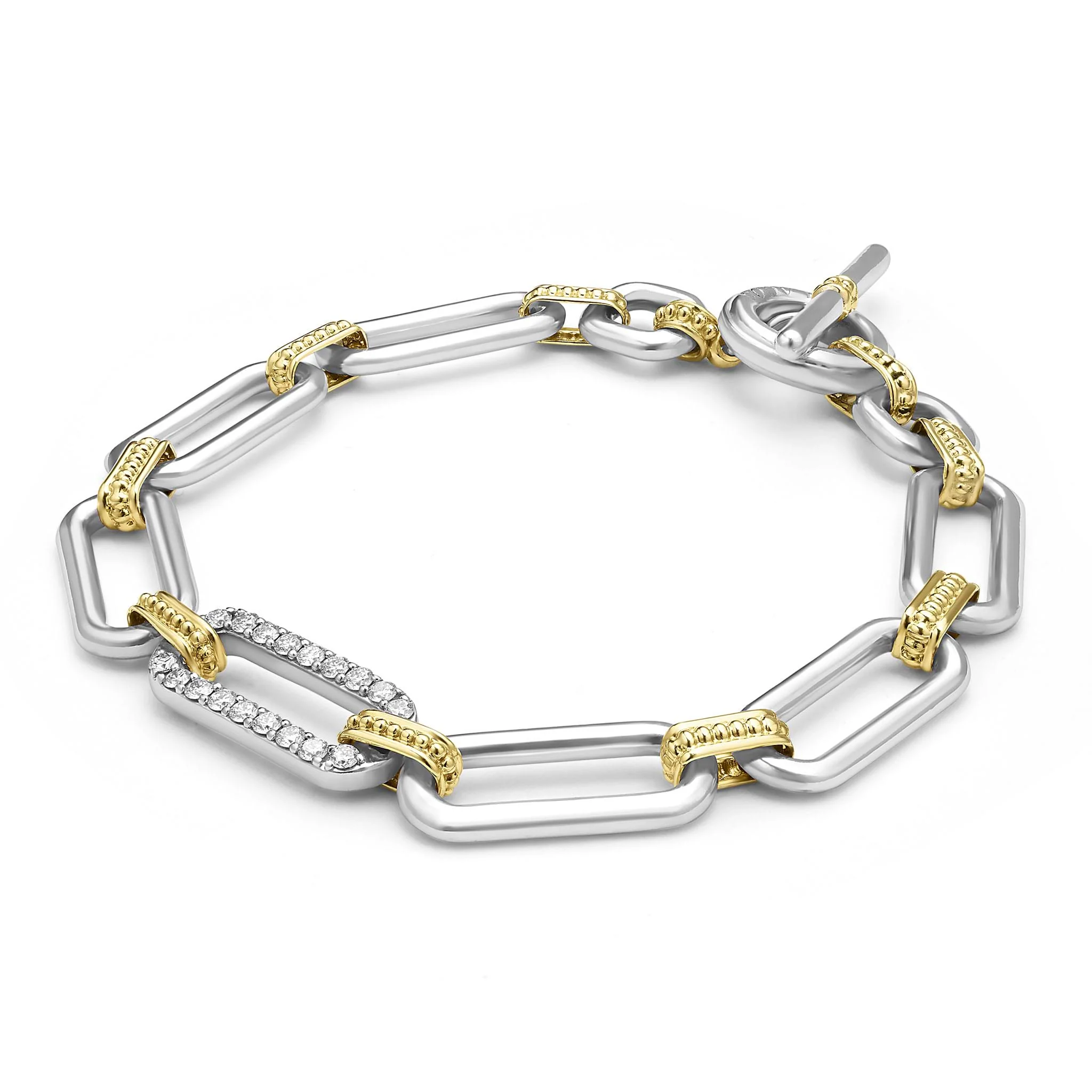 Signature Caviar Two-Tone Diamond Link Bracelet - Image 3