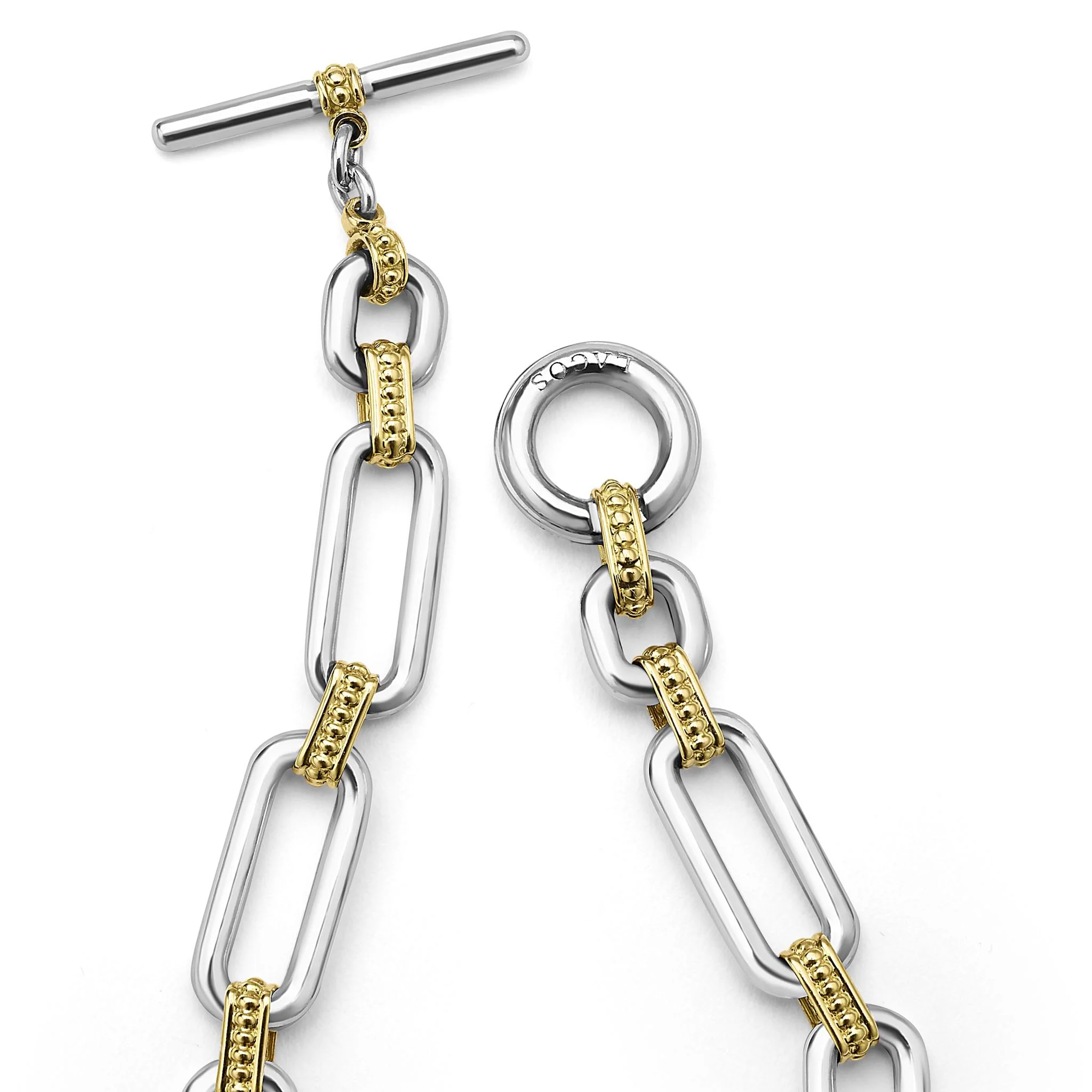 Signature Caviar Two-Tone Diamond Link Bracelet - Image 4