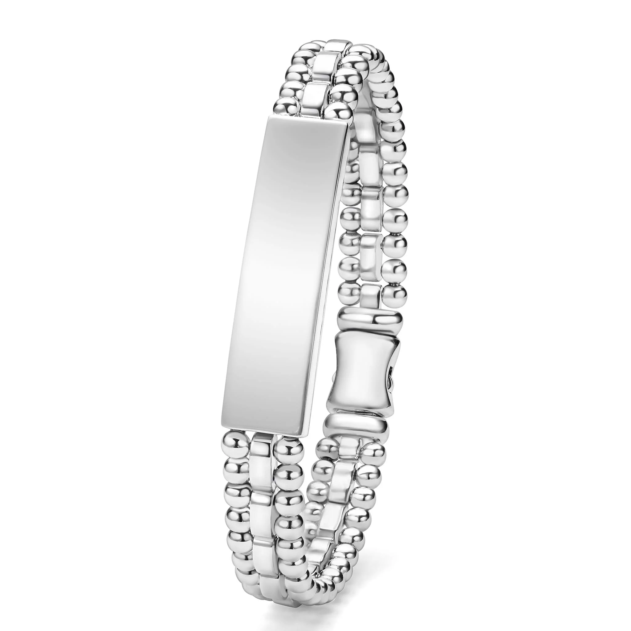 Signature Caviar Silver Engravable ID Link Bracelet - Image 5