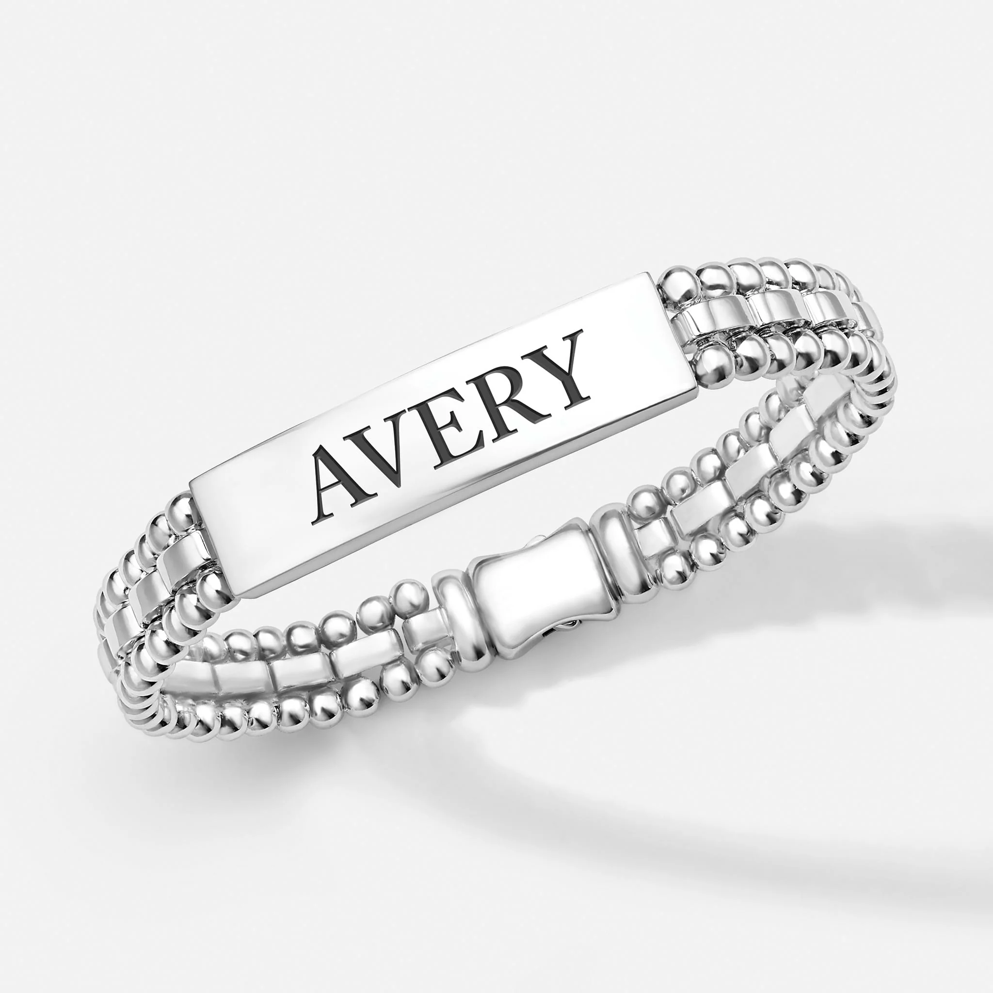Signature Caviar Silver Engravable ID Link Bracelet - Image 6