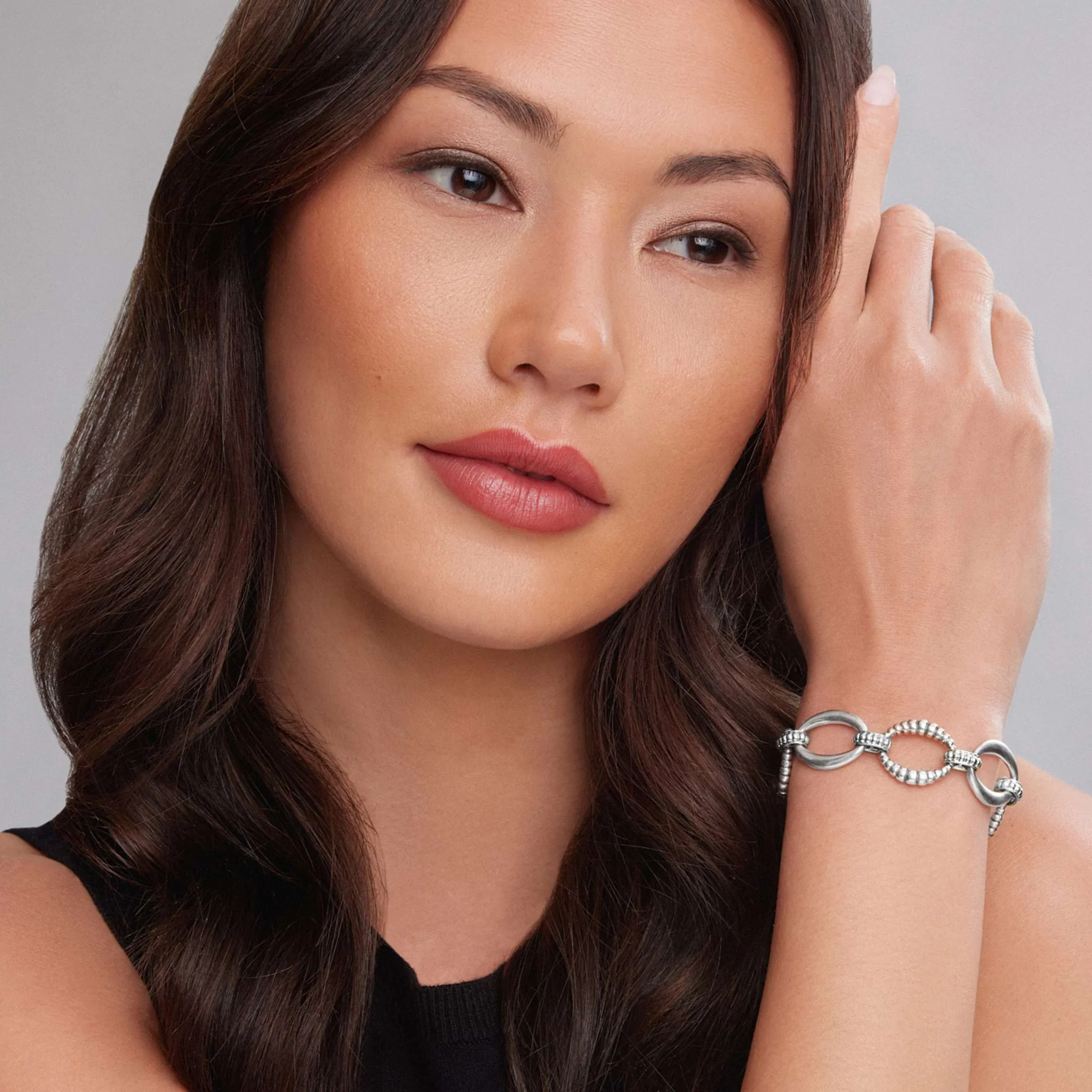 Signature Caviar Sterling Silver Oval Fluted Link Bracelet | 19mm - Image 2