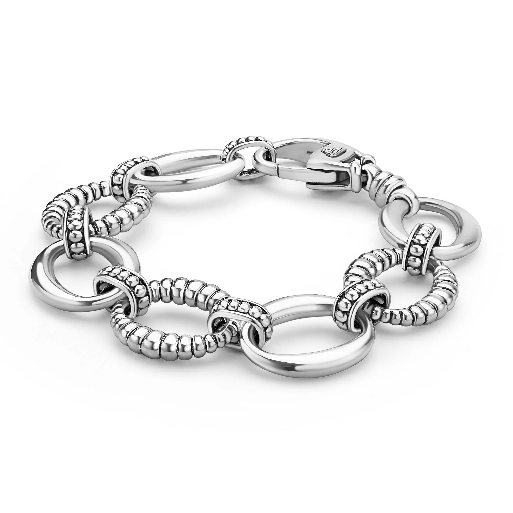 Signature Caviar Sterling Silver Oval Fluted Link Bracelet | 19mm - Image 3