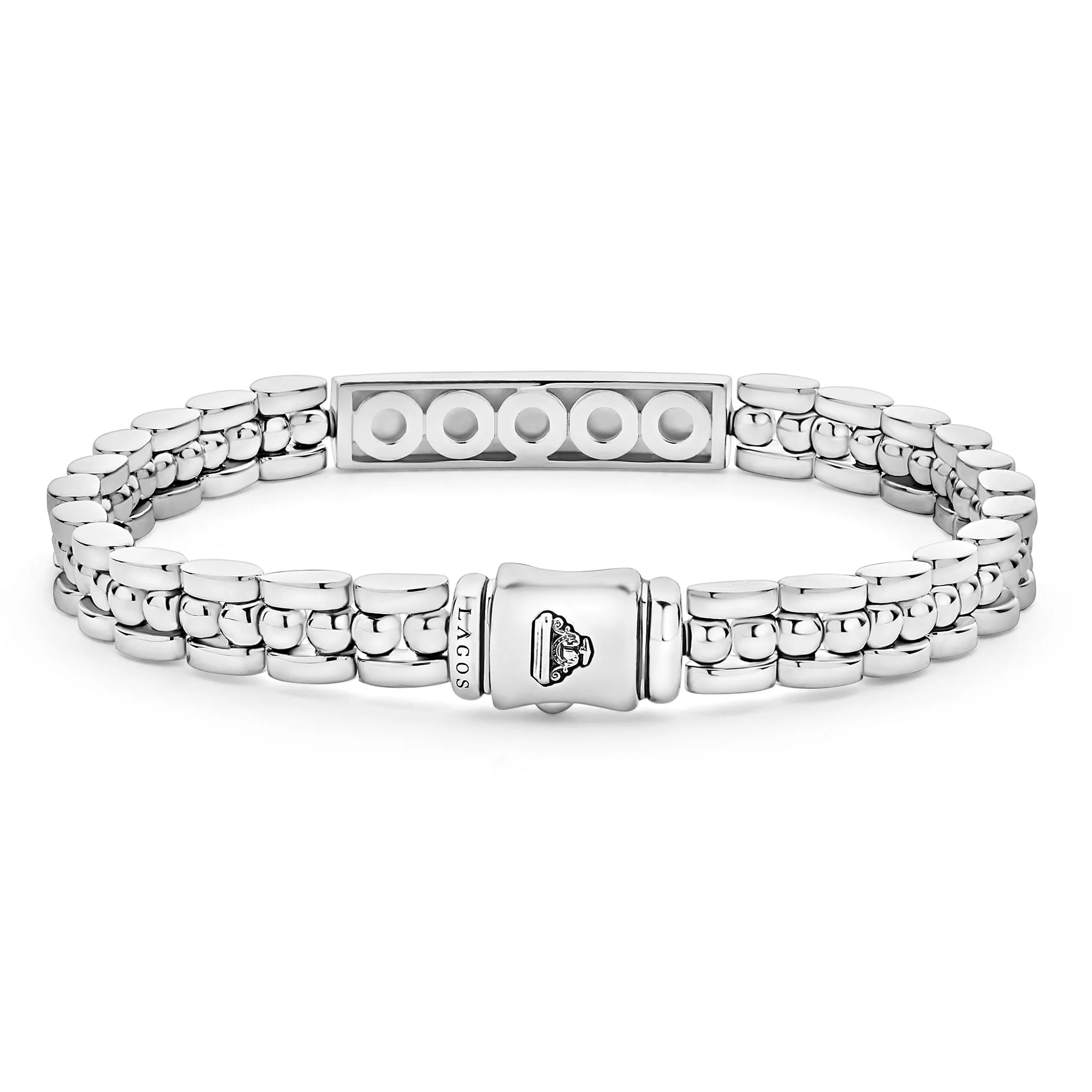 Signature Caviar Petite Silver Engravable ID Link Bracelet - Image 4