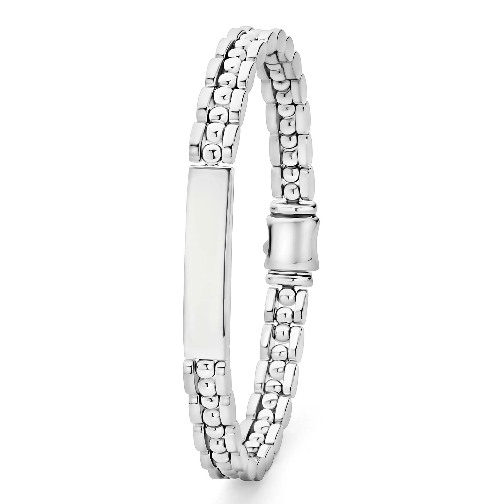 Signature Caviar Petite Silver Engravable ID Link Bracelet - Image 5