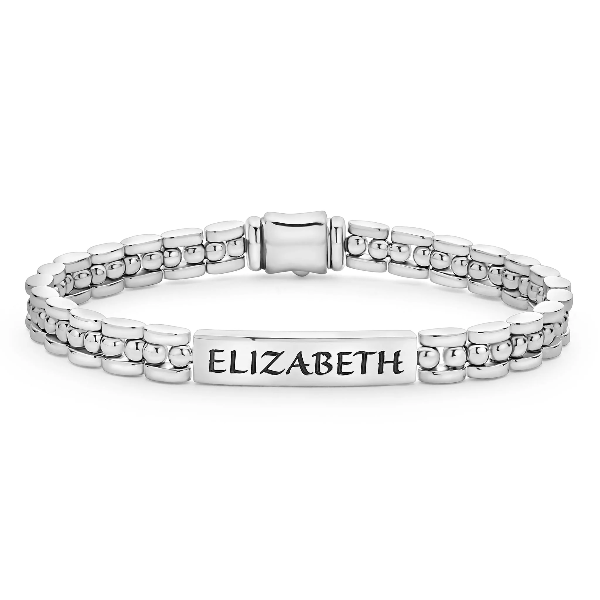 Signature Caviar Petite Silver Engravable ID Link Bracelet - Image 6
