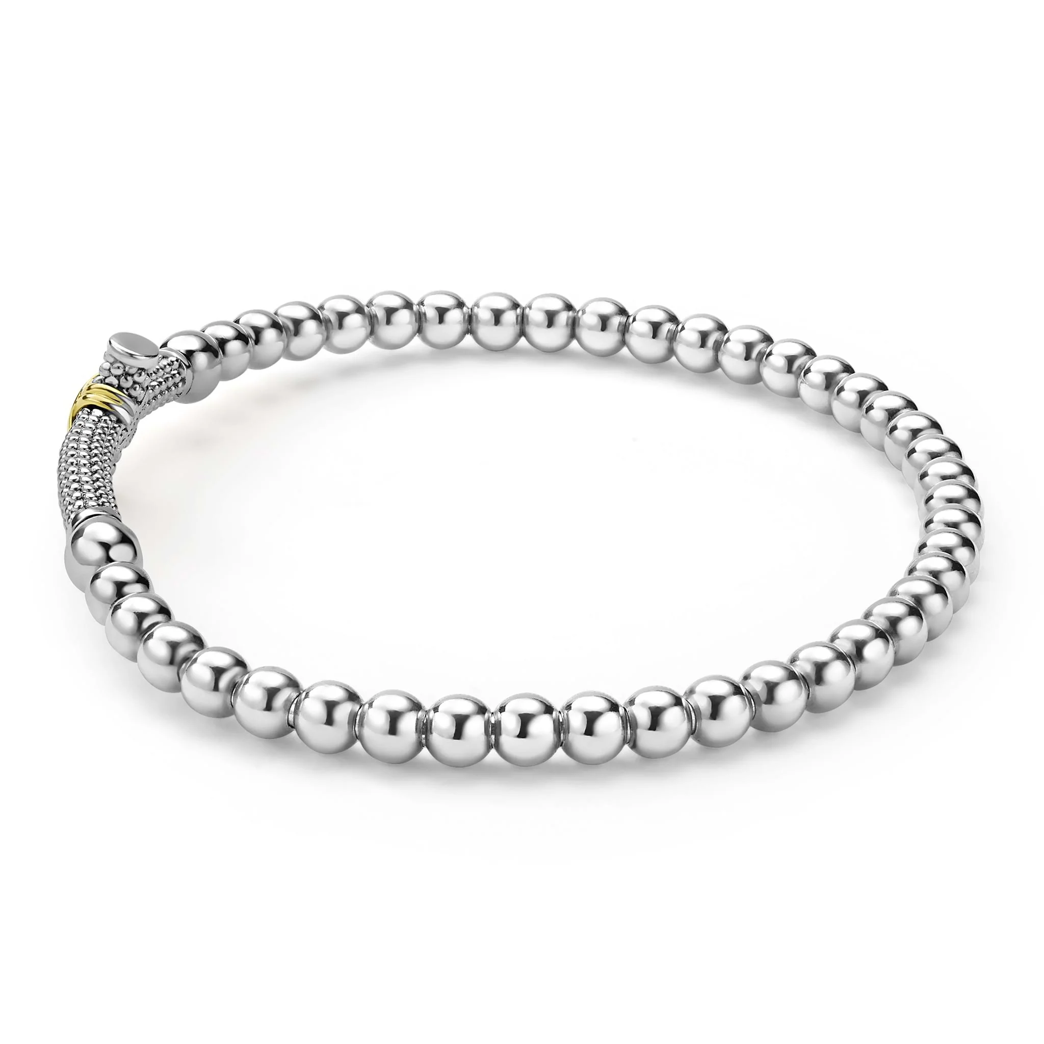 Signature Caviar Two-Tone Caviar Cross Stretch Bracelet - Image 3