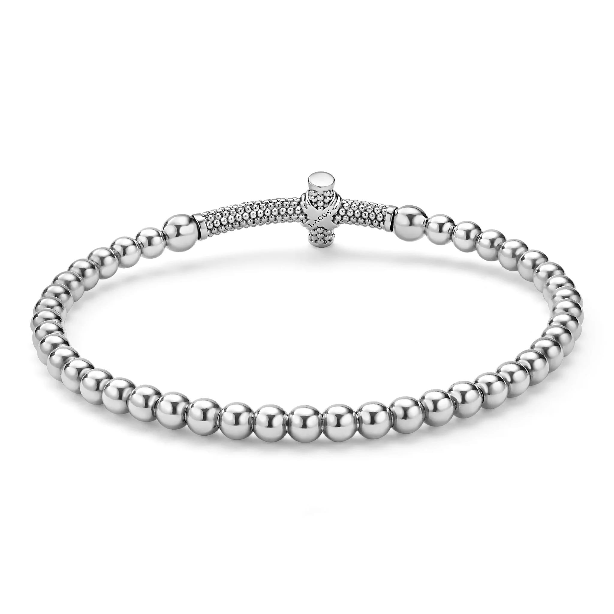 Signature Caviar Two-Tone Caviar Cross Stretch Bracelet - Image 4