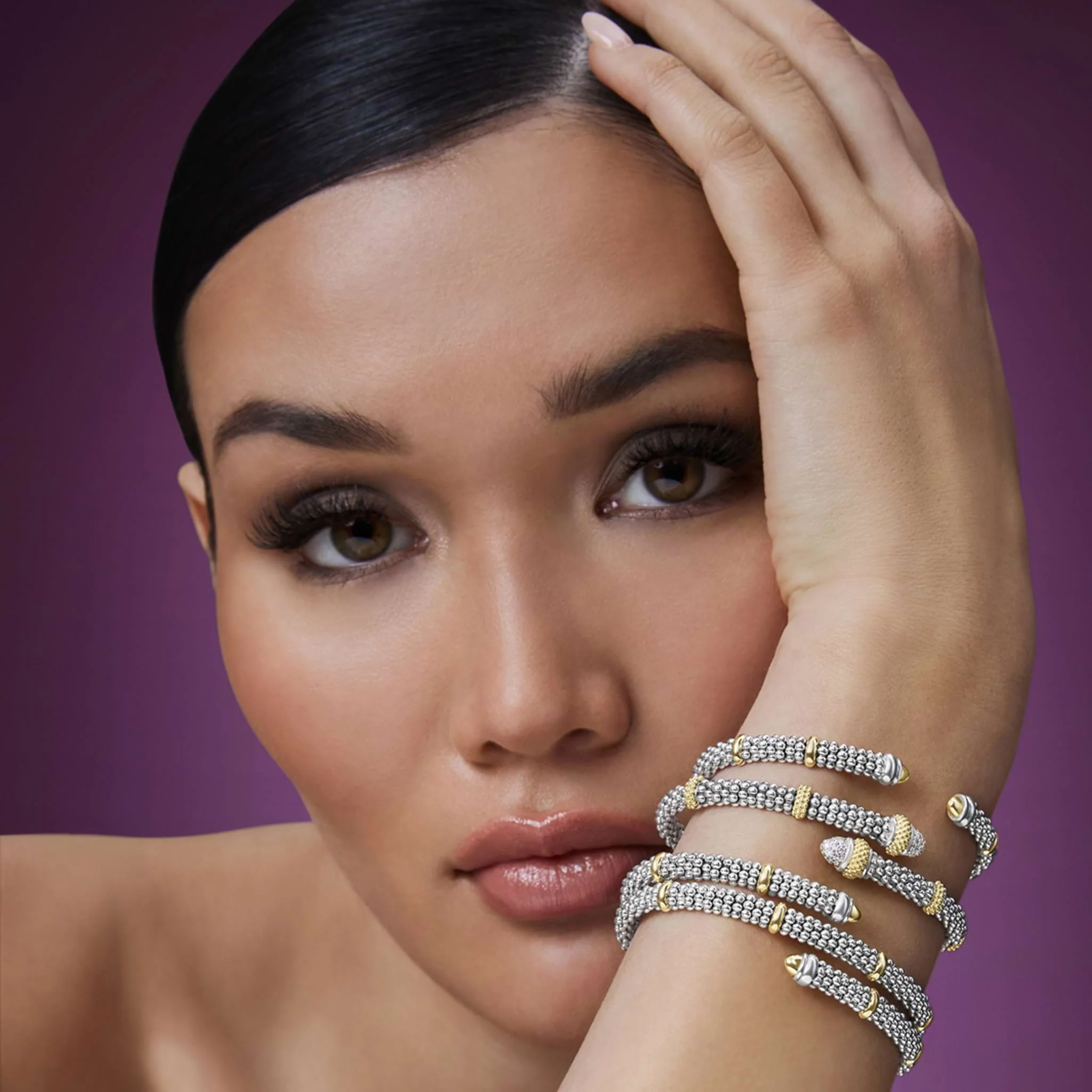 Signature Caviar Two-Tone Caviar Versa Torque Bracelet | 5mm - Image 6