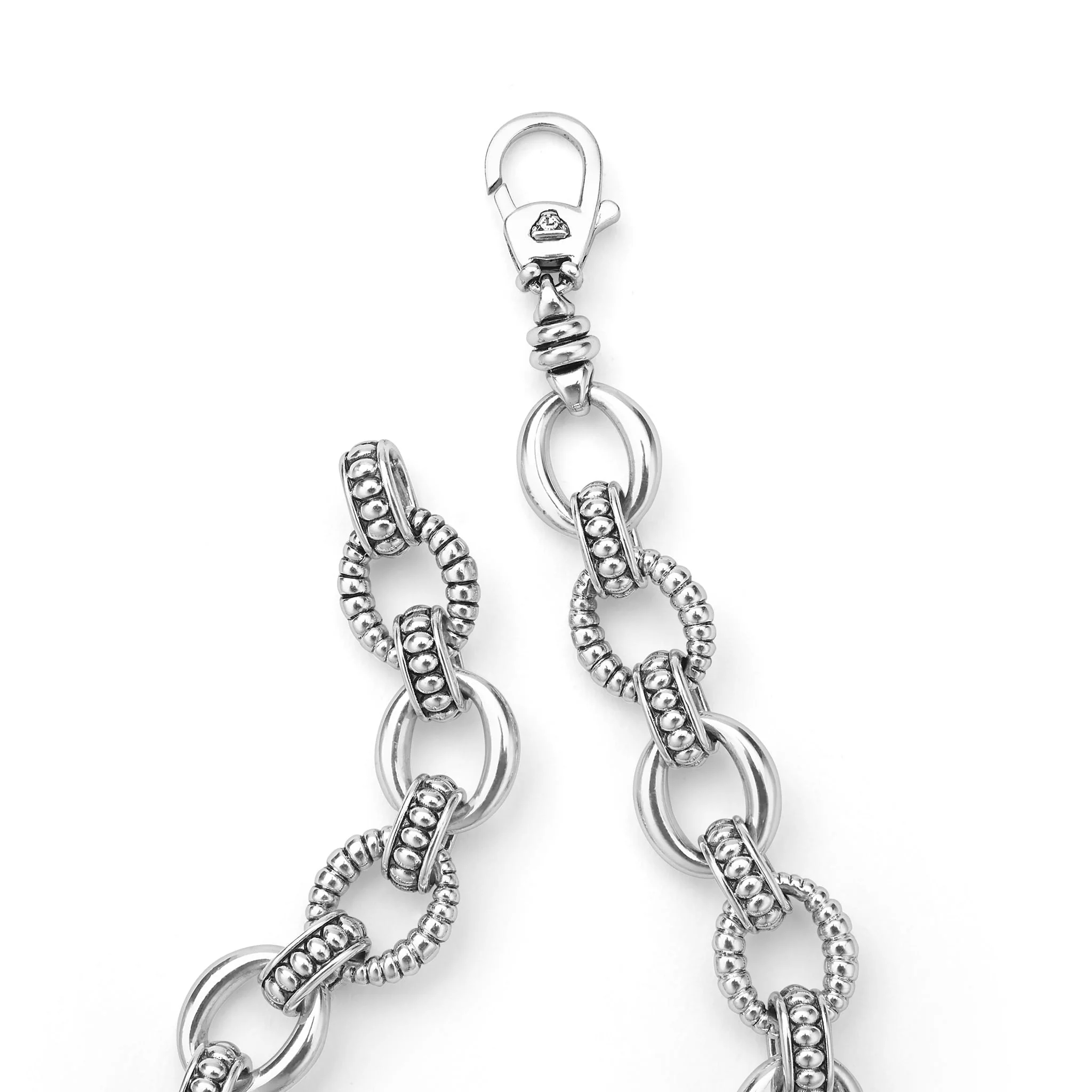 Signature Caviar Sterling Silver Fluted Oval Link Bracelet - Image 4