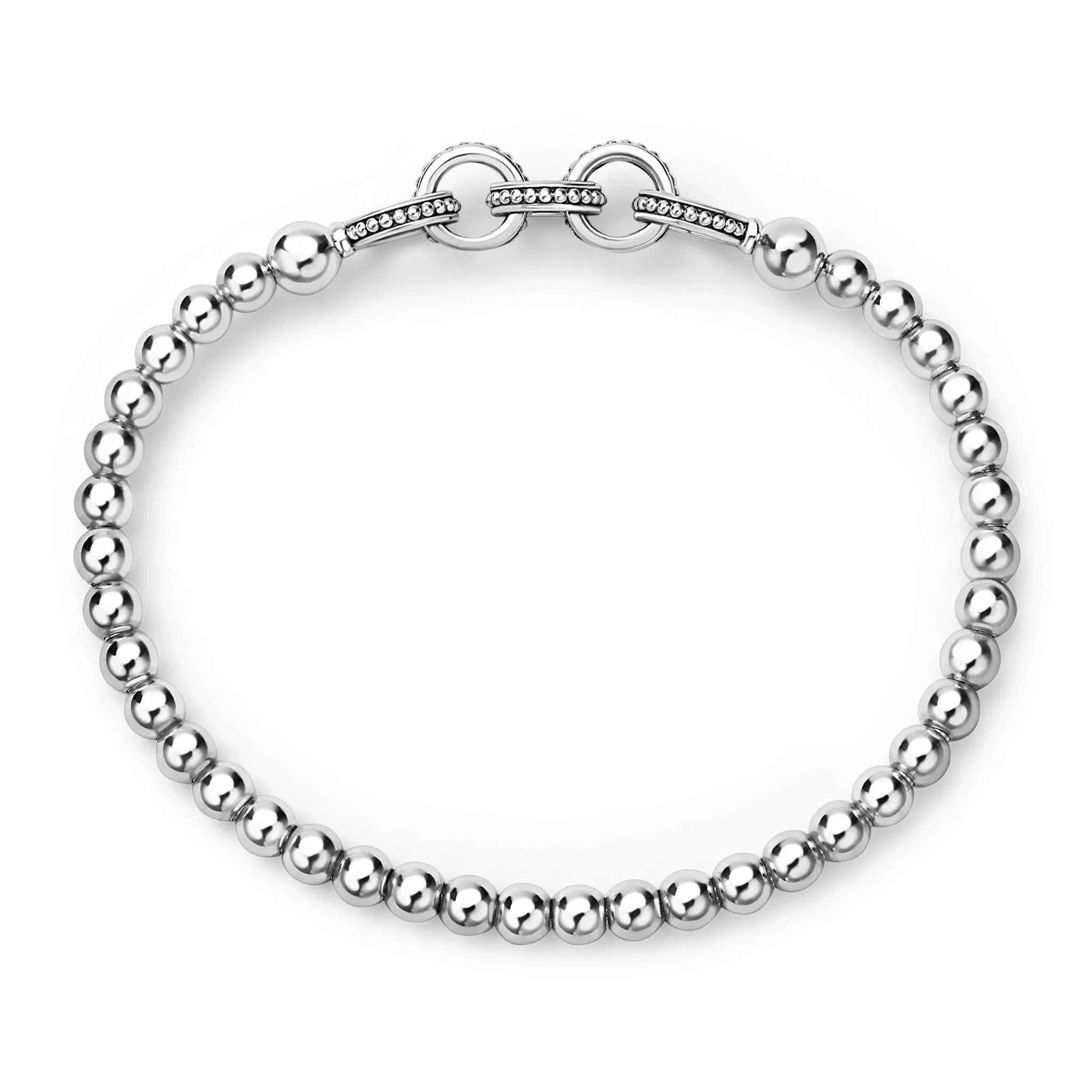 Signature Caviar Silver Ring Link Stretch Bracelet - Image 3