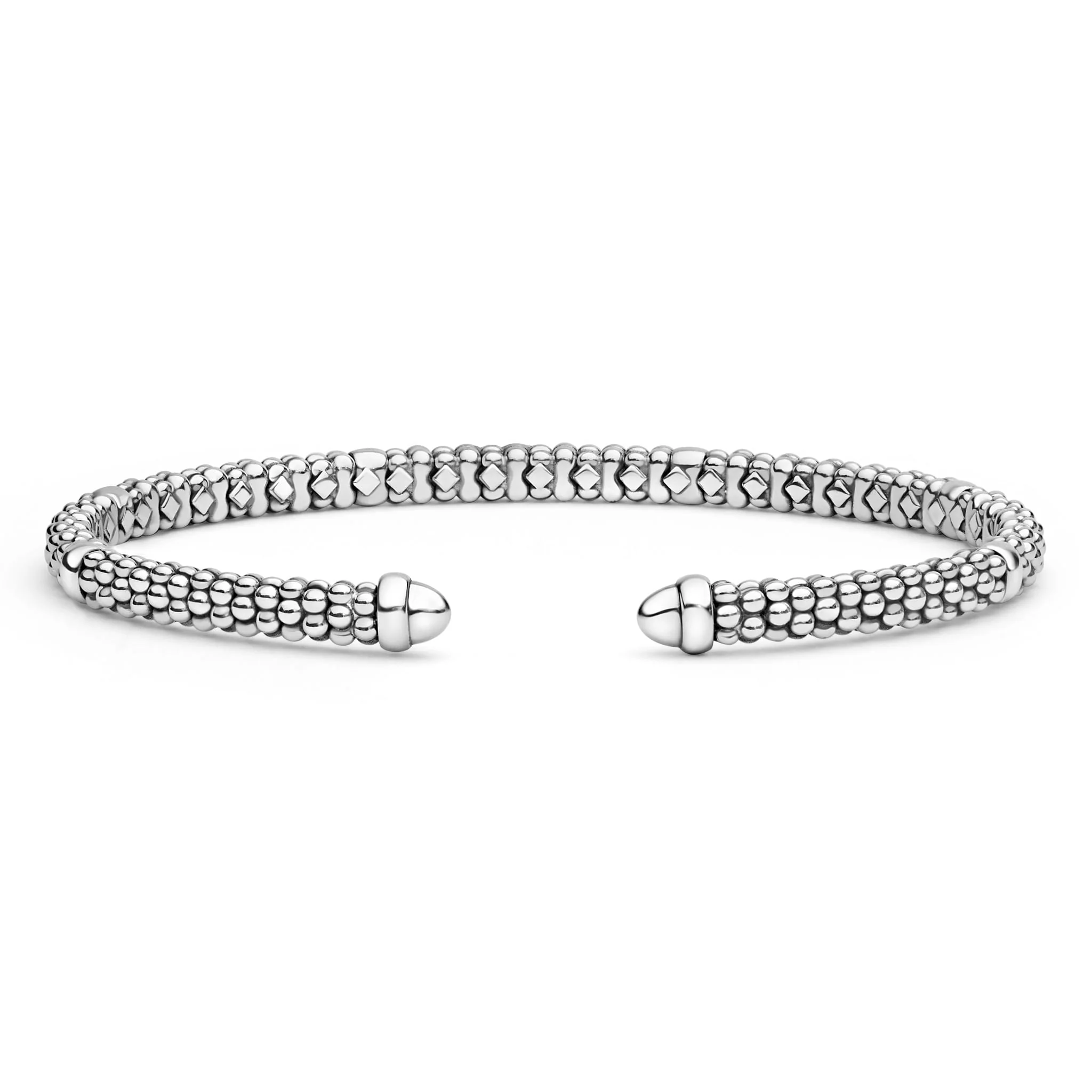 Signature Caviar Sterling Silver Mini Versa Torque Bracelet | 3mm