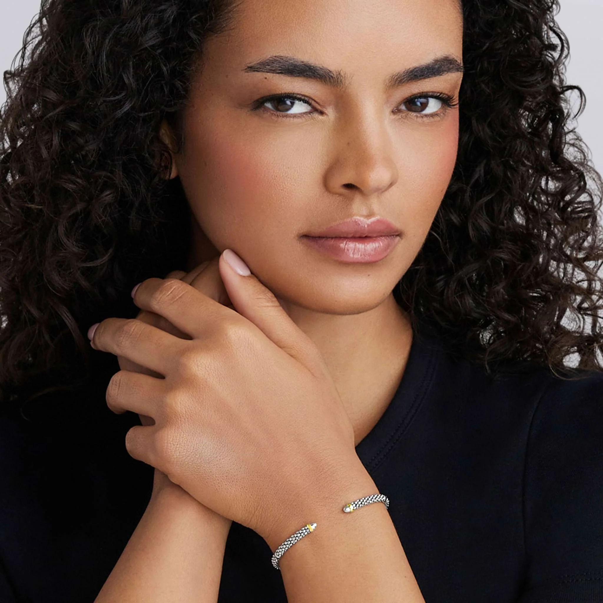 Signature Caviar Two-Tone Mini Versa Torque Bracelet | 3mm - Image 2