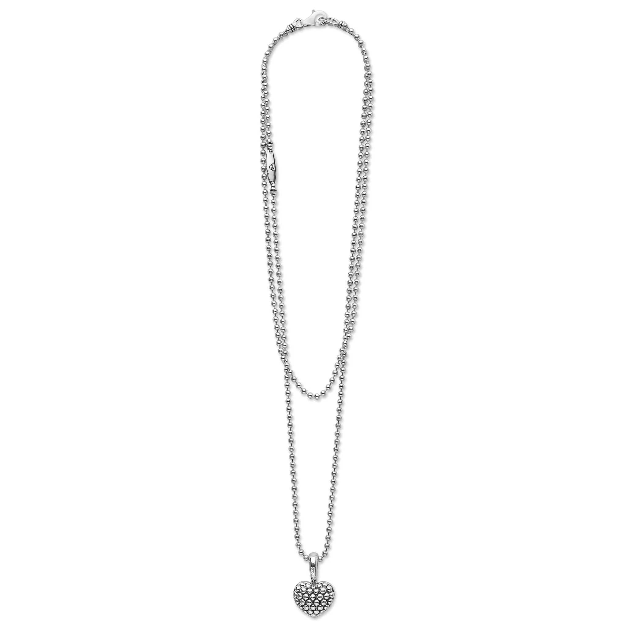 Signature Caviar Silver Caviar Beaded Heart Pendant Necklace - Image 3