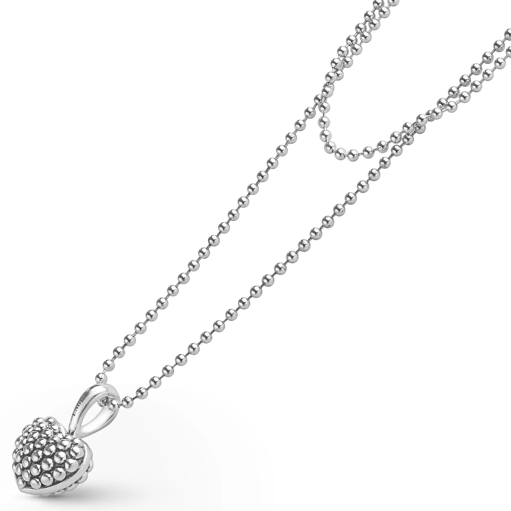 Signature Caviar Silver Caviar Beaded Heart Pendant Necklace - Image 4