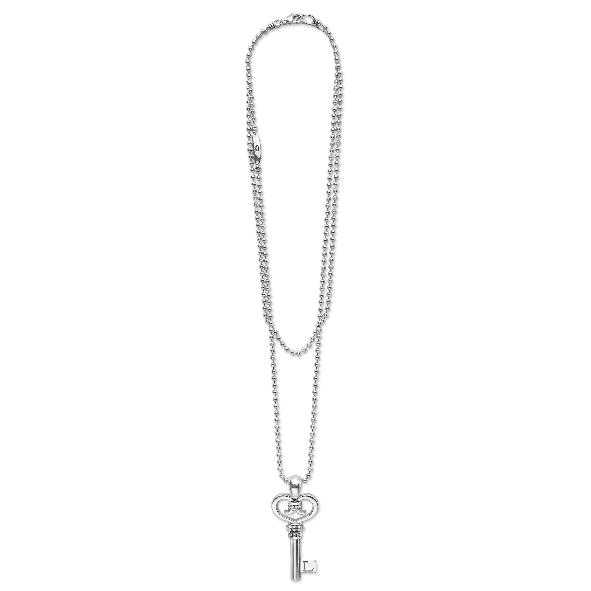 Signature Caviar Silver Key Pendant Necklace - Image 3